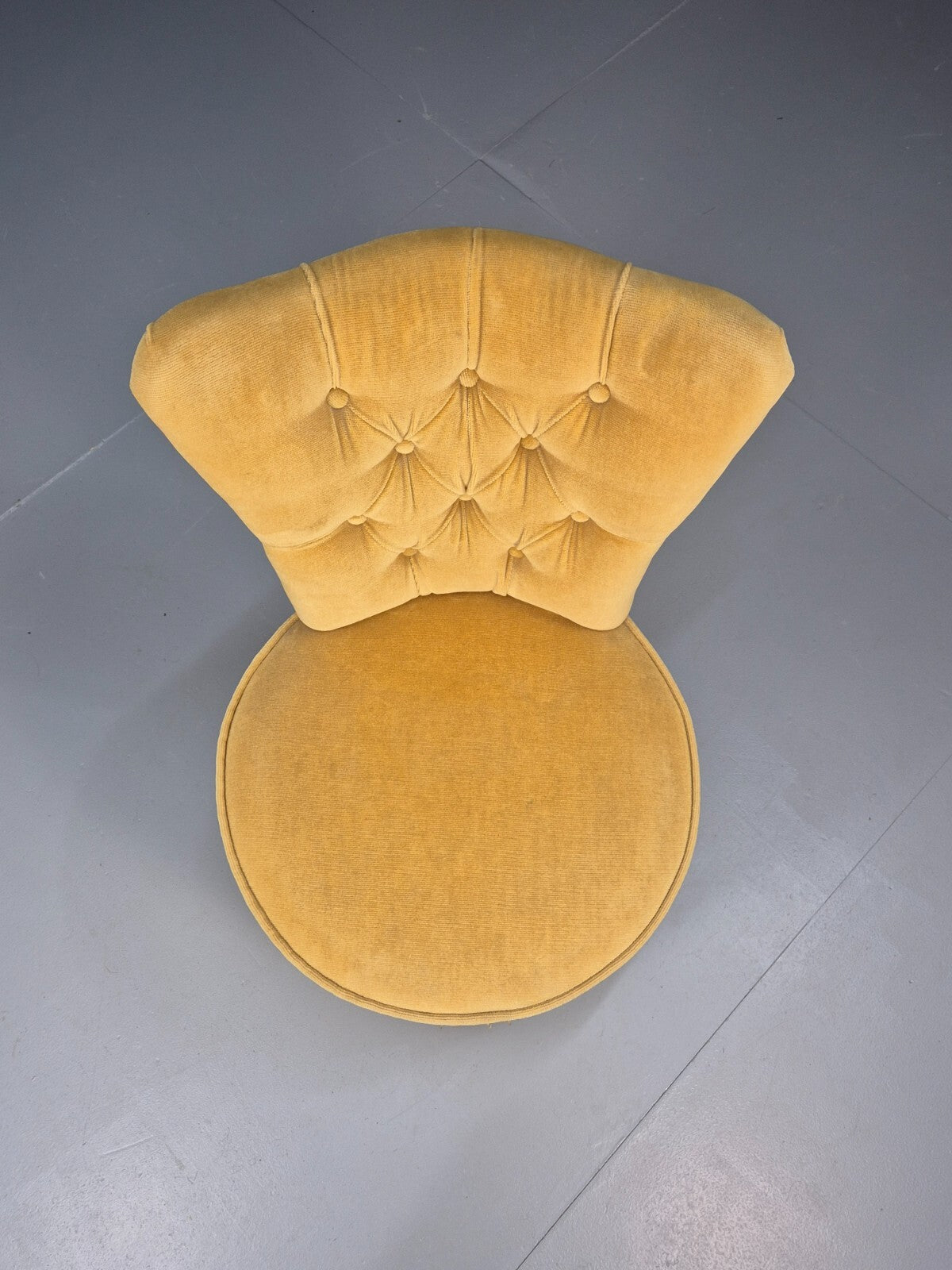 Vintage Yellow Velour Nursing Chair Button Back Tassels Retro EB9700 VCLO - UKDK FURNITURE