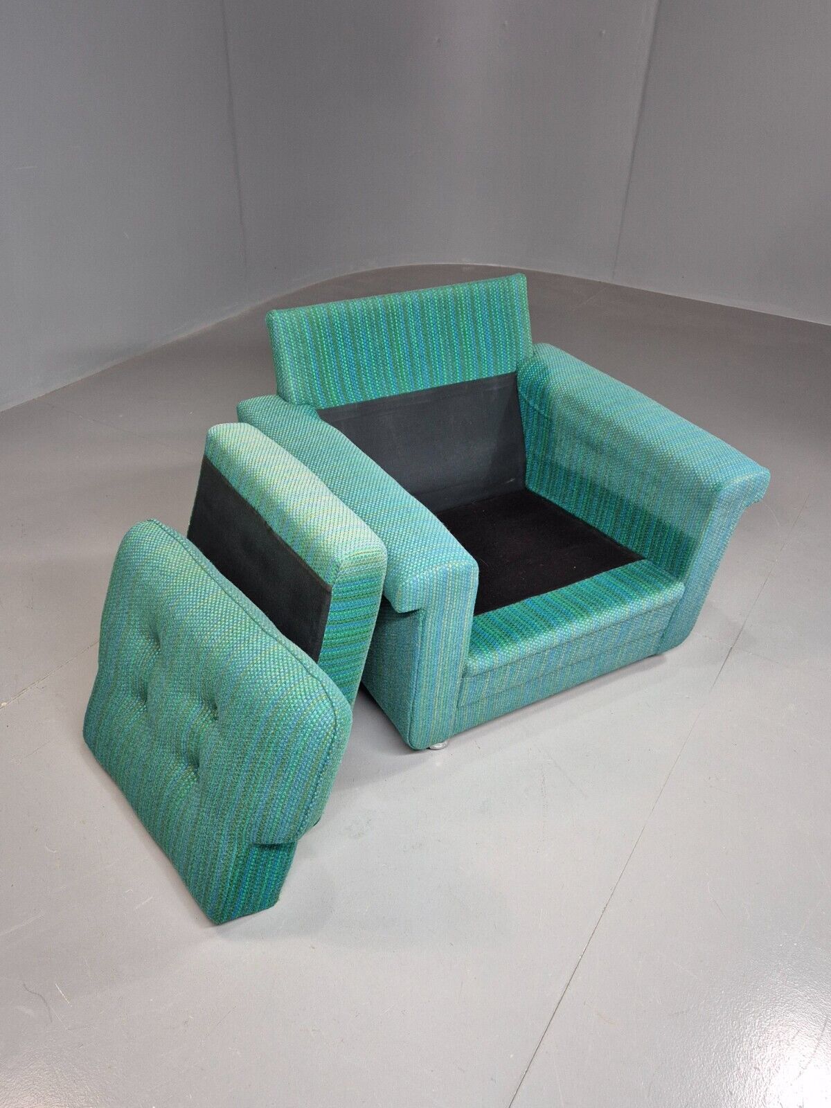 Vintage Danish Lounge Chair Blue Wool Retro MCM 1970s E8292 MNOR - UKDK FURNITURE