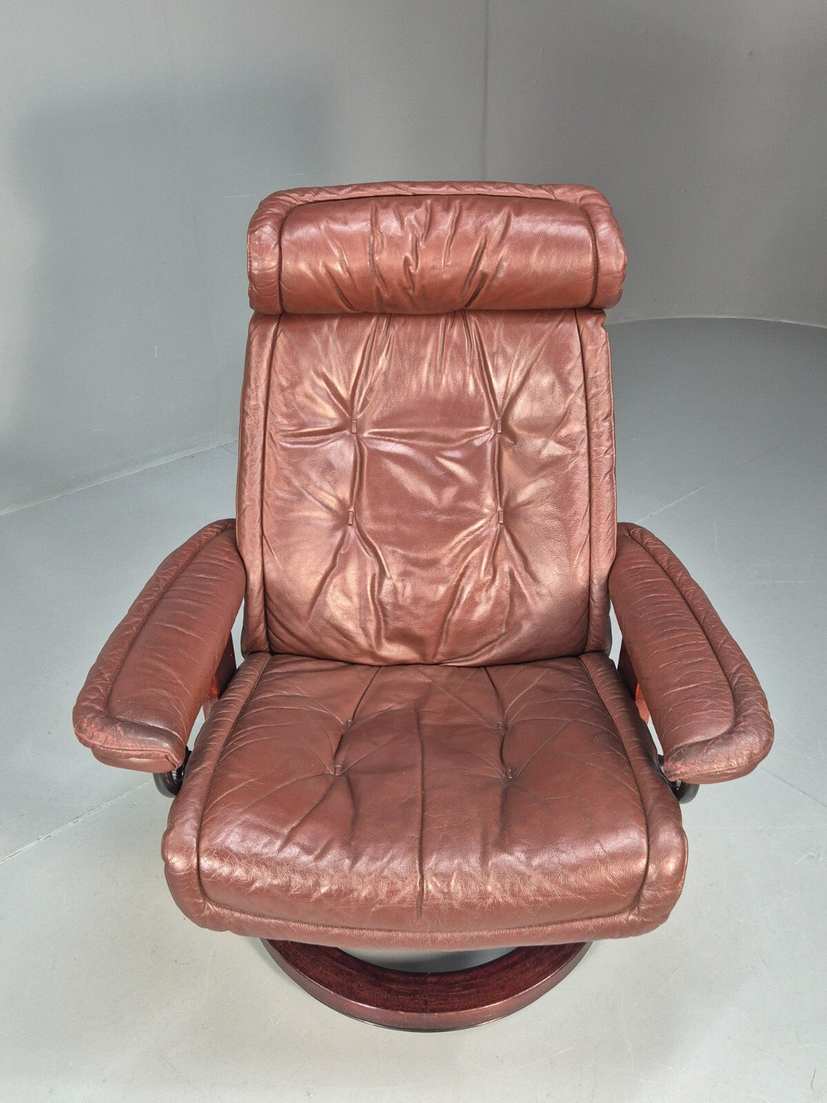 Brown Leather Ekorness Stressless Swivel Reclining Chair Vintage EB9279 MSWI - UKDK FURNITURE