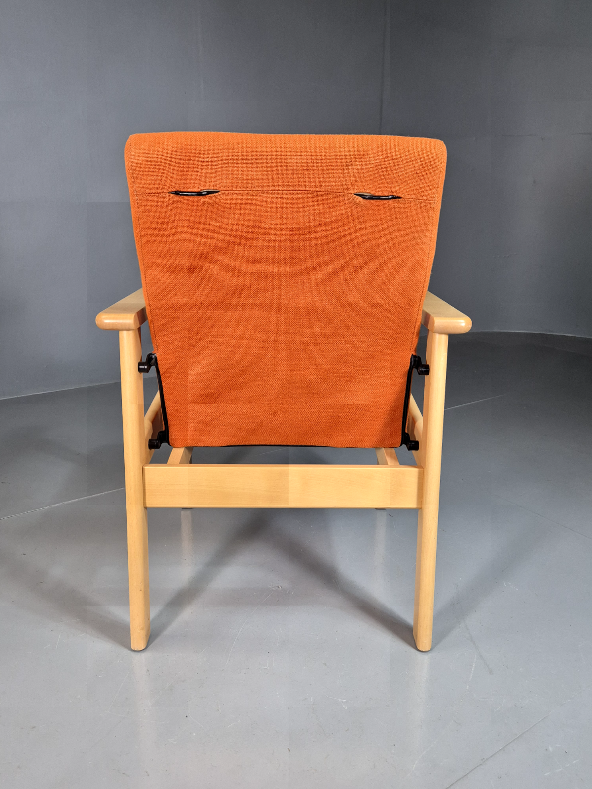 Vintage Danish Elbow Chair Orange Wool Beech Frame 1980s Retro EB7197 MNOR - UKDK FURNITURE