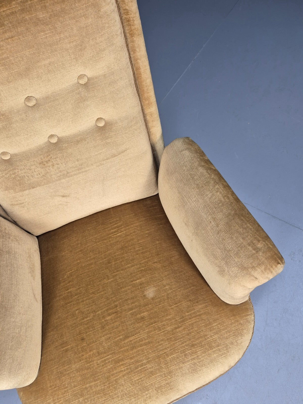 Vintage Gold Velour Danish Armchair 1920s Tassels High Back EB9635 VCLO - UKDK FURNITURE