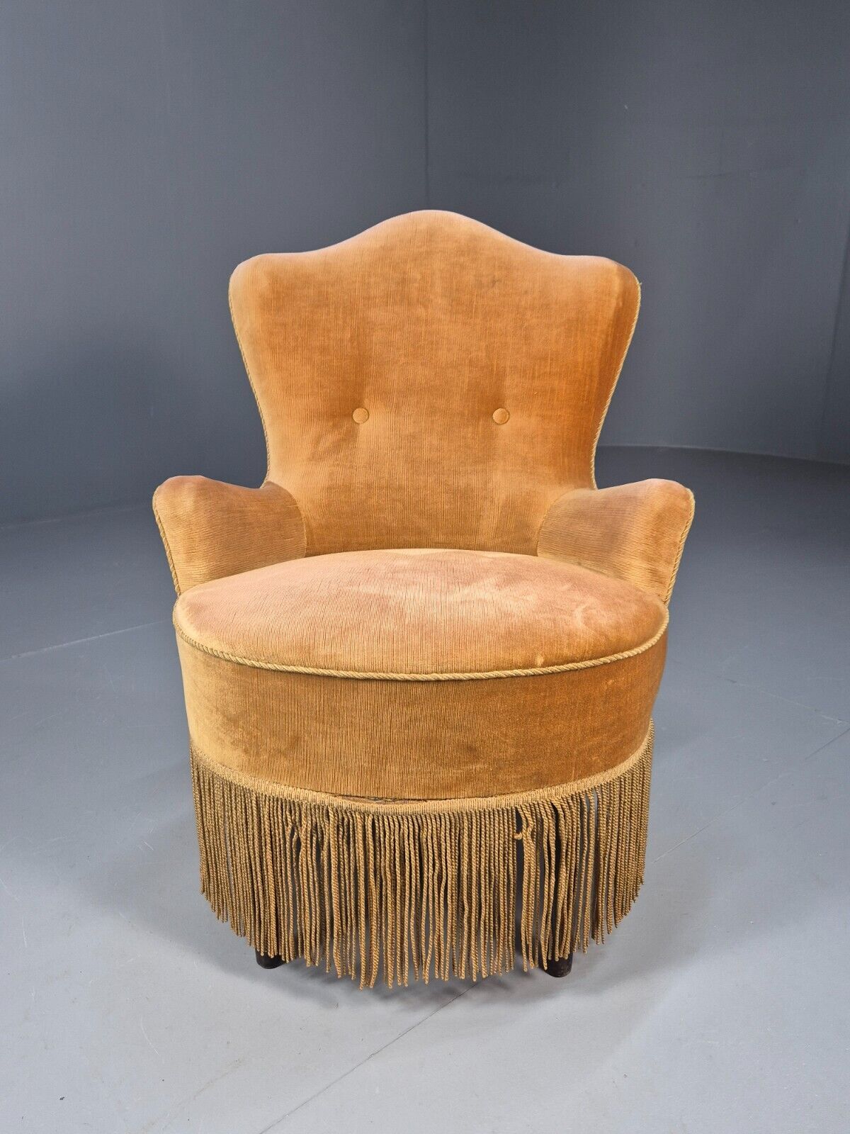 Vintage Danish Lounge Chair Gold Velour 1930s Boudoir Suite EB9136 VCLO - UKDK FURNITURE