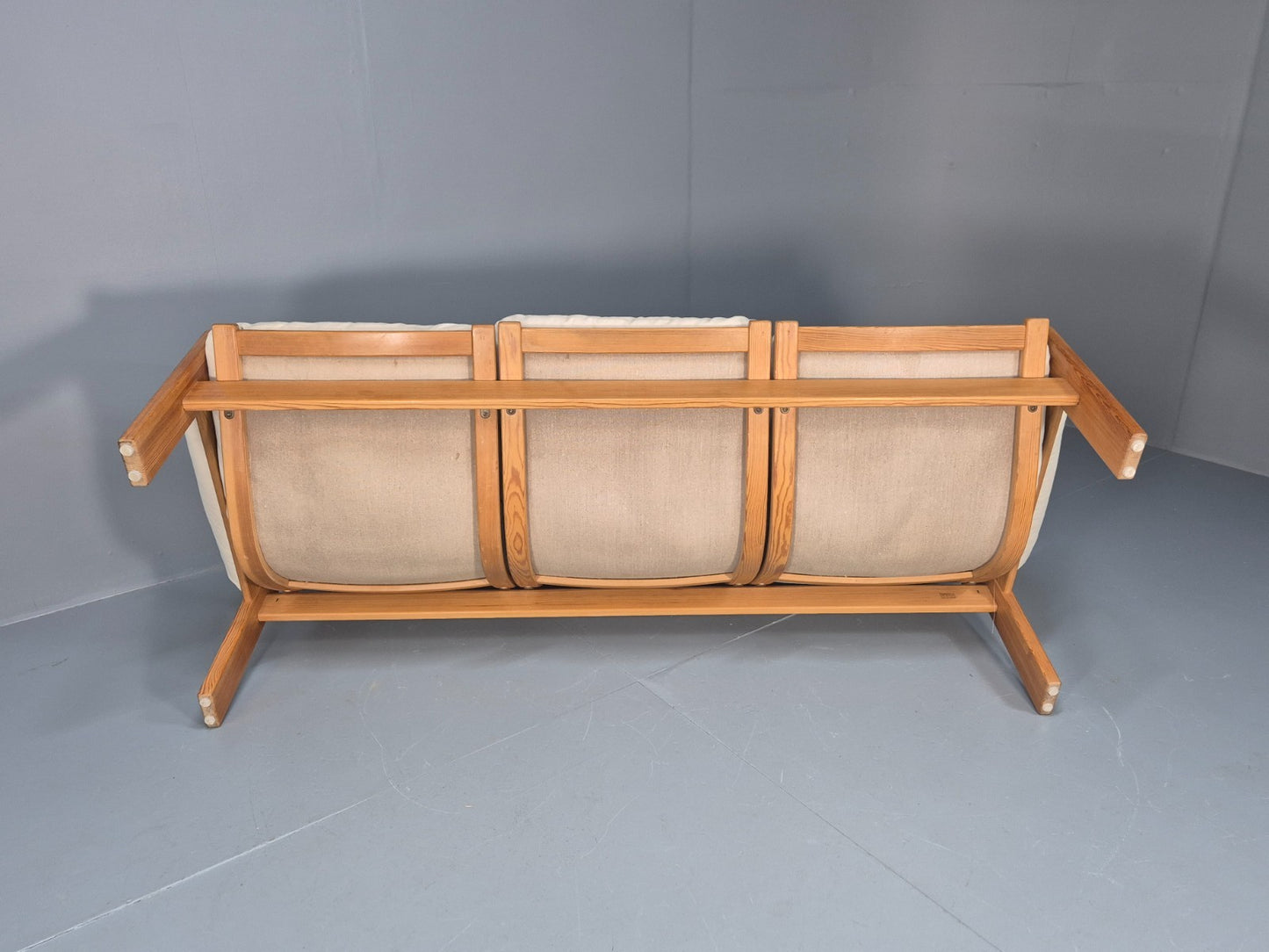 Swedese Pine Three Seater Settee  Canvas Cover Yngve Ekstrom 1970s EB10638 M3SS11