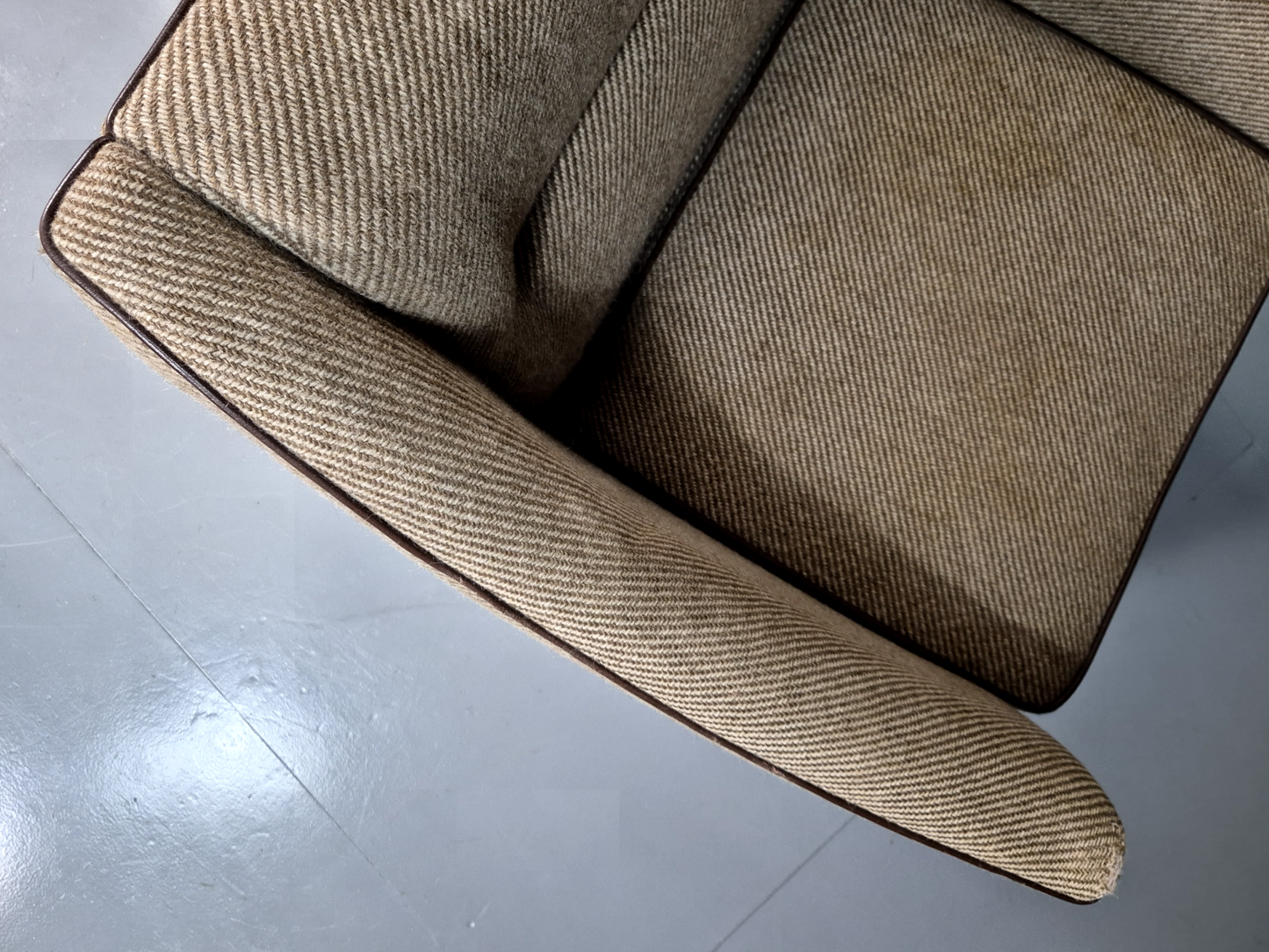 Vintage Danish Lounge Chair Brown Cream Wool 1980s Retro MCM EB7330 MNOR - UKDK FURNITURE