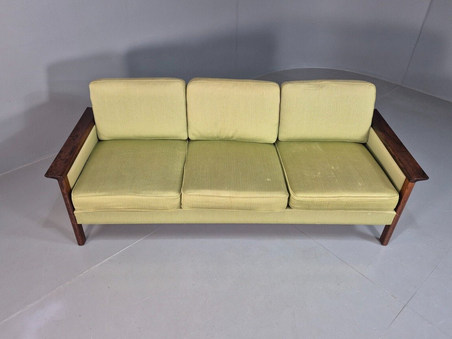 Vintage Midcentury Danish Three Seat Green Sofa Rosewood EB7741 M3SS - UKDK FURNITURE