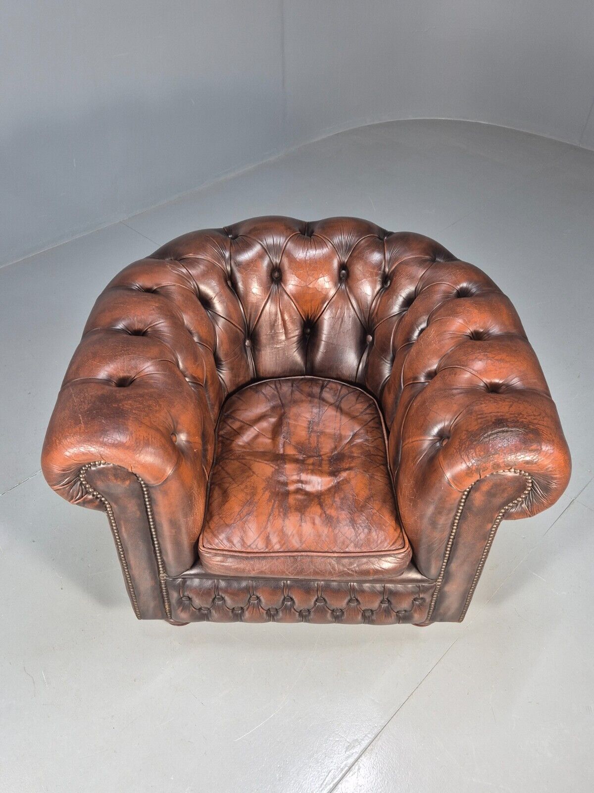 Vintage Chesterfield Club Chair Brown Deep Buttoned Leather EB8520 VLEA - UKDK FURNITURE