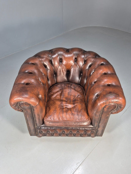 Vintage Chesterfield Club Chair Brown Deep Buttoned Leather EB8520 VLEA - UKDK FURNITURE