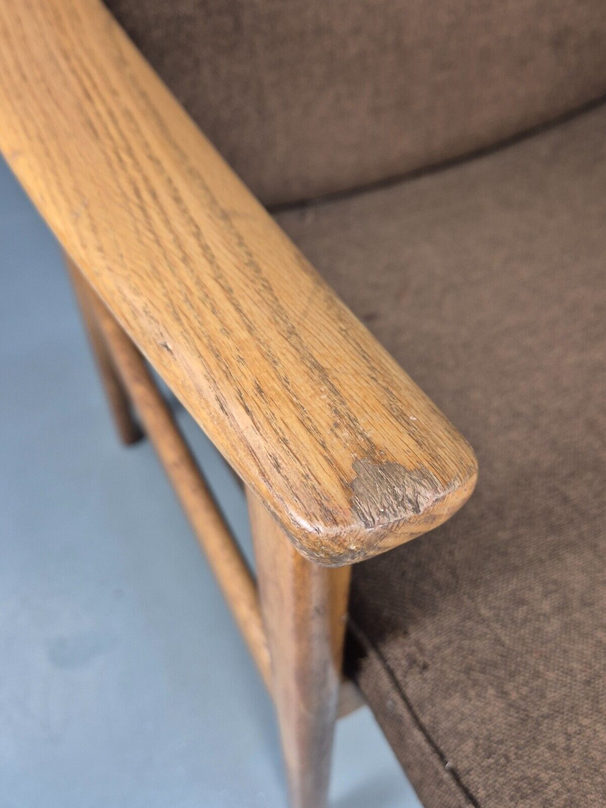 Vintage Danish Elbow Chair Green Wool Oak Frame Hong Stolefabrik MCM EB8485 MDIN - UKDK FURNITURE