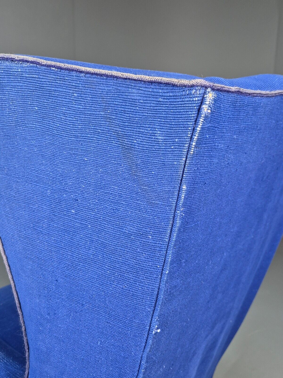 Vintage Danish Wingback Lounge Chair Blue Wool 1960s EB8468 VCLO - UKDK FURNITURE
