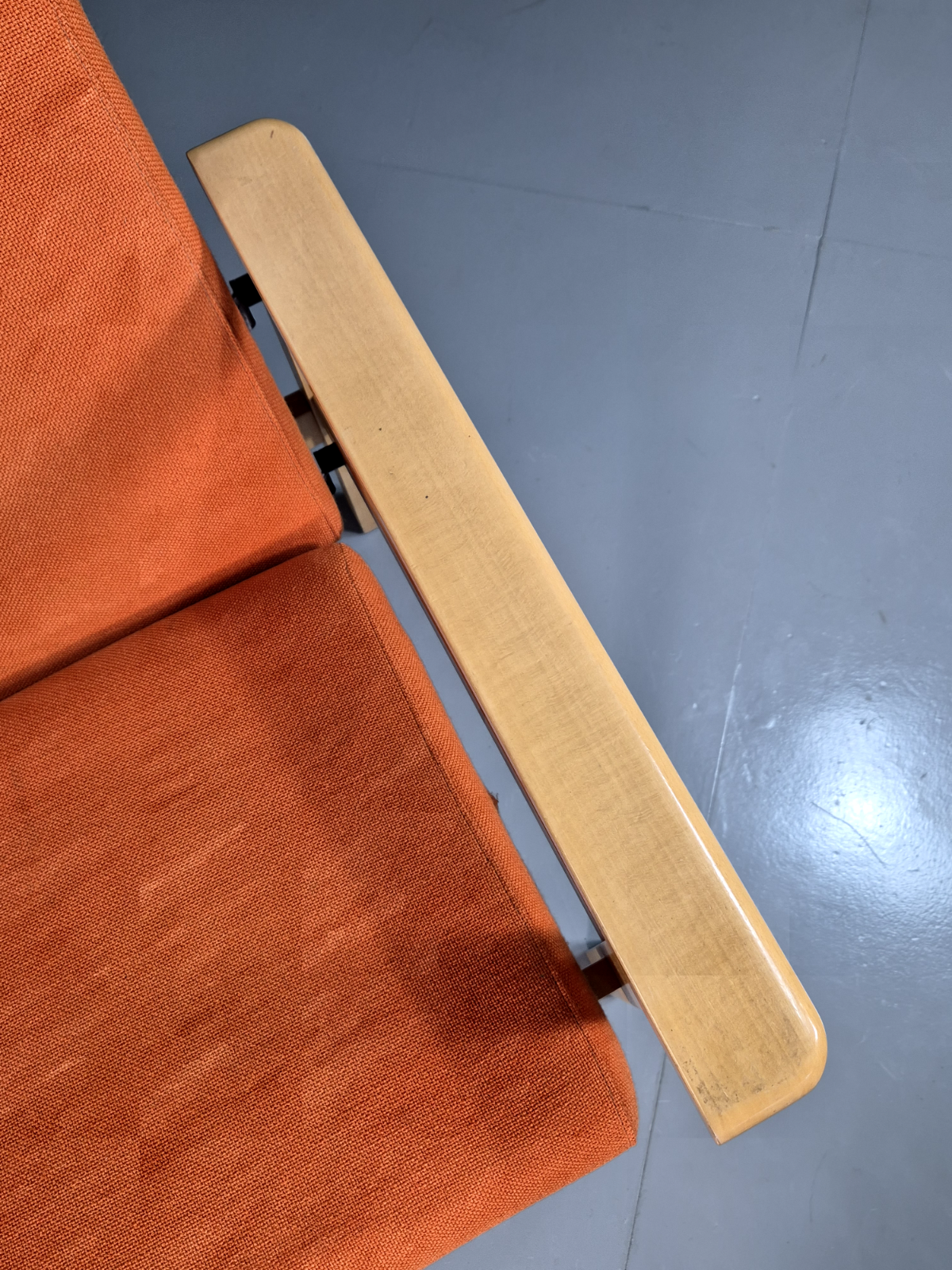Vintage Danish Elbow Chair Orange Wool Beech Frame 1980s Retro EB7197 MNOR - UKDK FURNITURE
