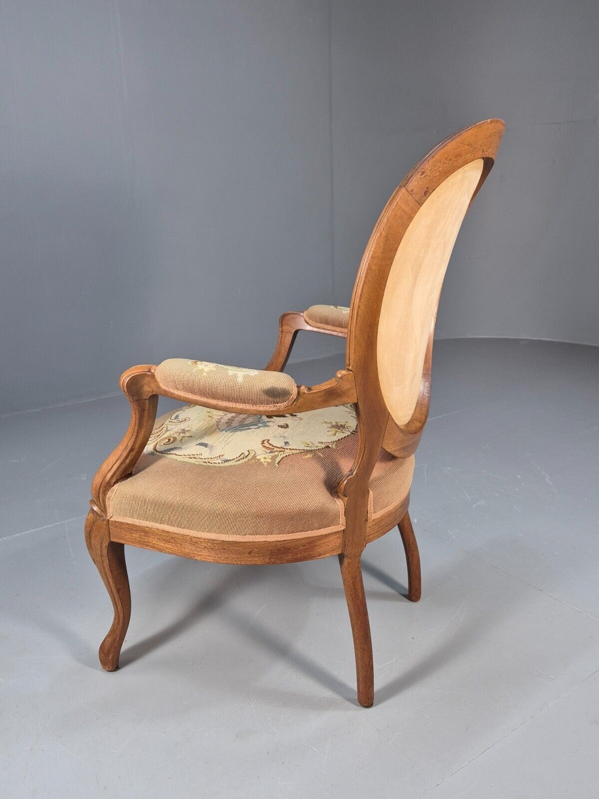 Vintage Danish Rococo Style Lounge Chair Figural Tapestry Upholstery EB8982 VCLO - UKDK FURNITURE