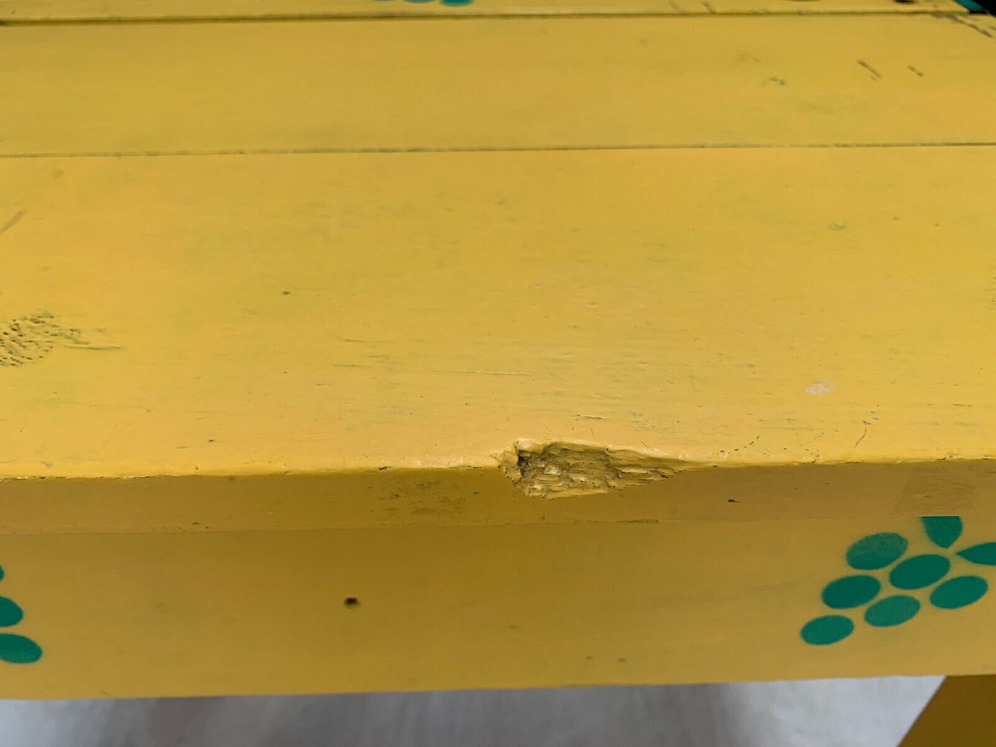 Yellow Painted Childrens School Desk with Green Grape Stencils EB2859 MWOO - UKDK FURNITURE