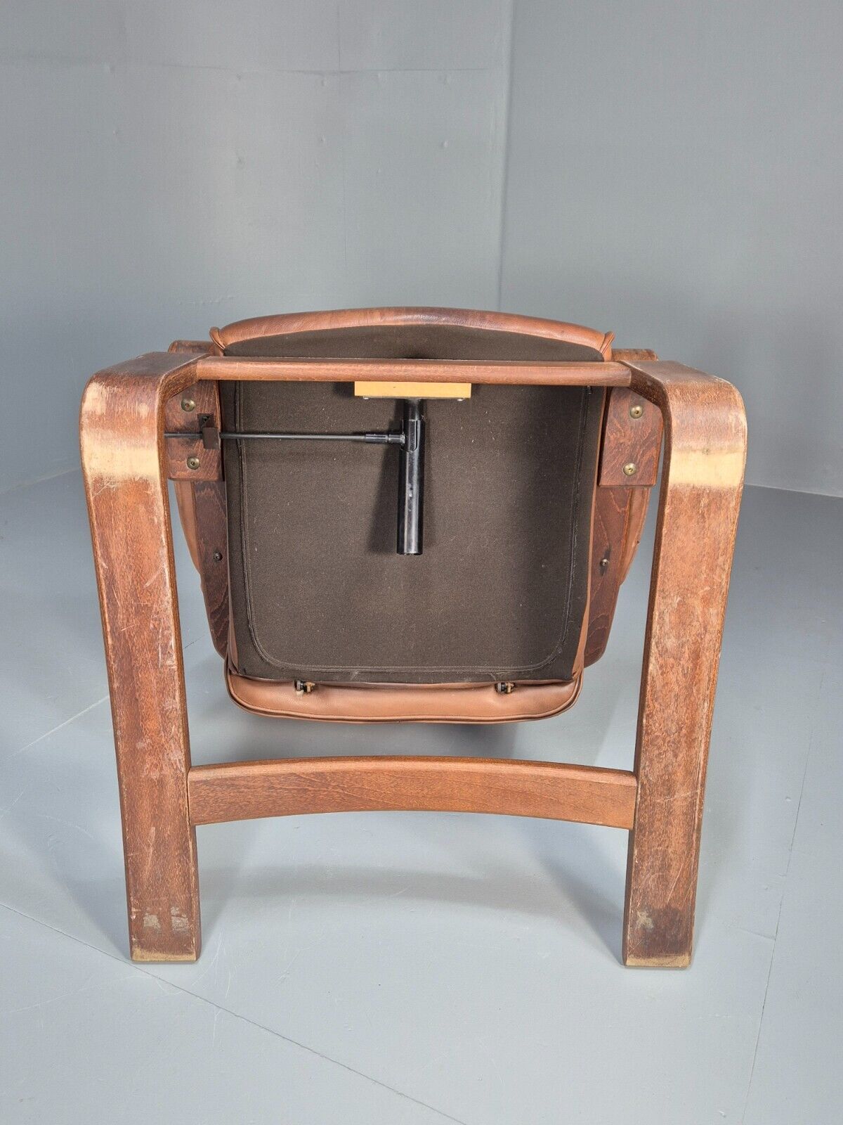 Vintage Danish Lounge Chair Brown Leather Bentwood Reclines Retro EB8783 MBEN - UKDK FURNITURE