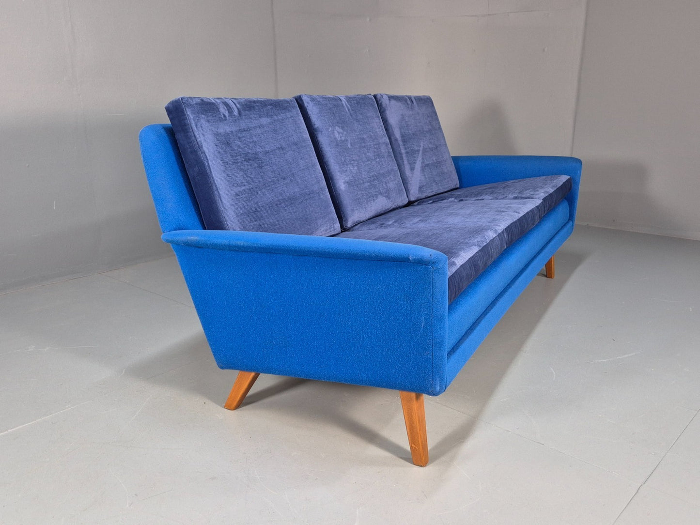 Vintage Folke Ohlsen 3 Seat Sofa Blue New Cushions 1960s Dux Sweden EB9363 M3SS - UKDK FURNITURE