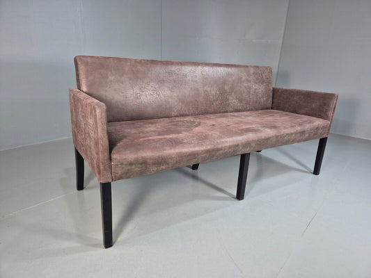Danish Brown Suede Leather 3 Seat Sofa EB7451 M3SS - UKDK FURNITURE