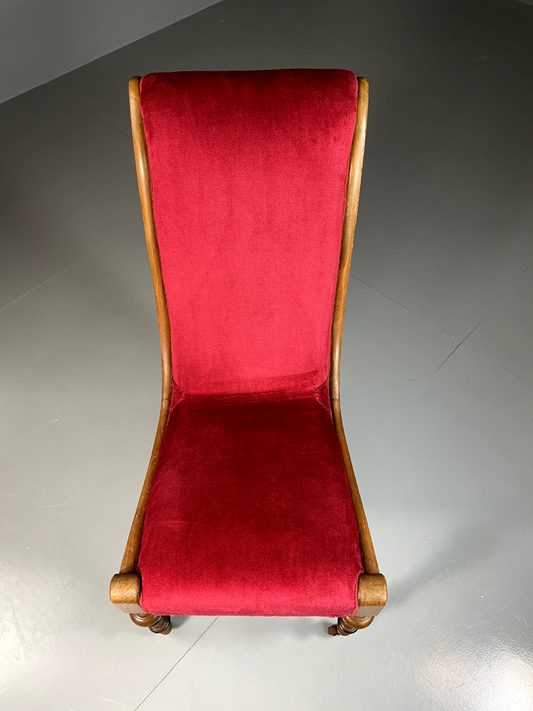 Vintage Danish Slipper Chair, Beech Frame, Antique, Brass Castors EB5727 VDIN - UKDK FURNITURE