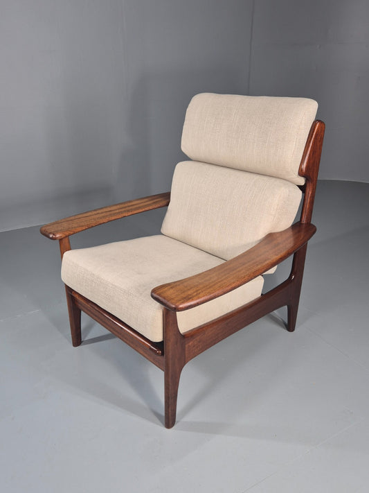 Vintage Mid Century Teak Lounge Chair Danish 1970s New Upholstery EB11138 MNOR1