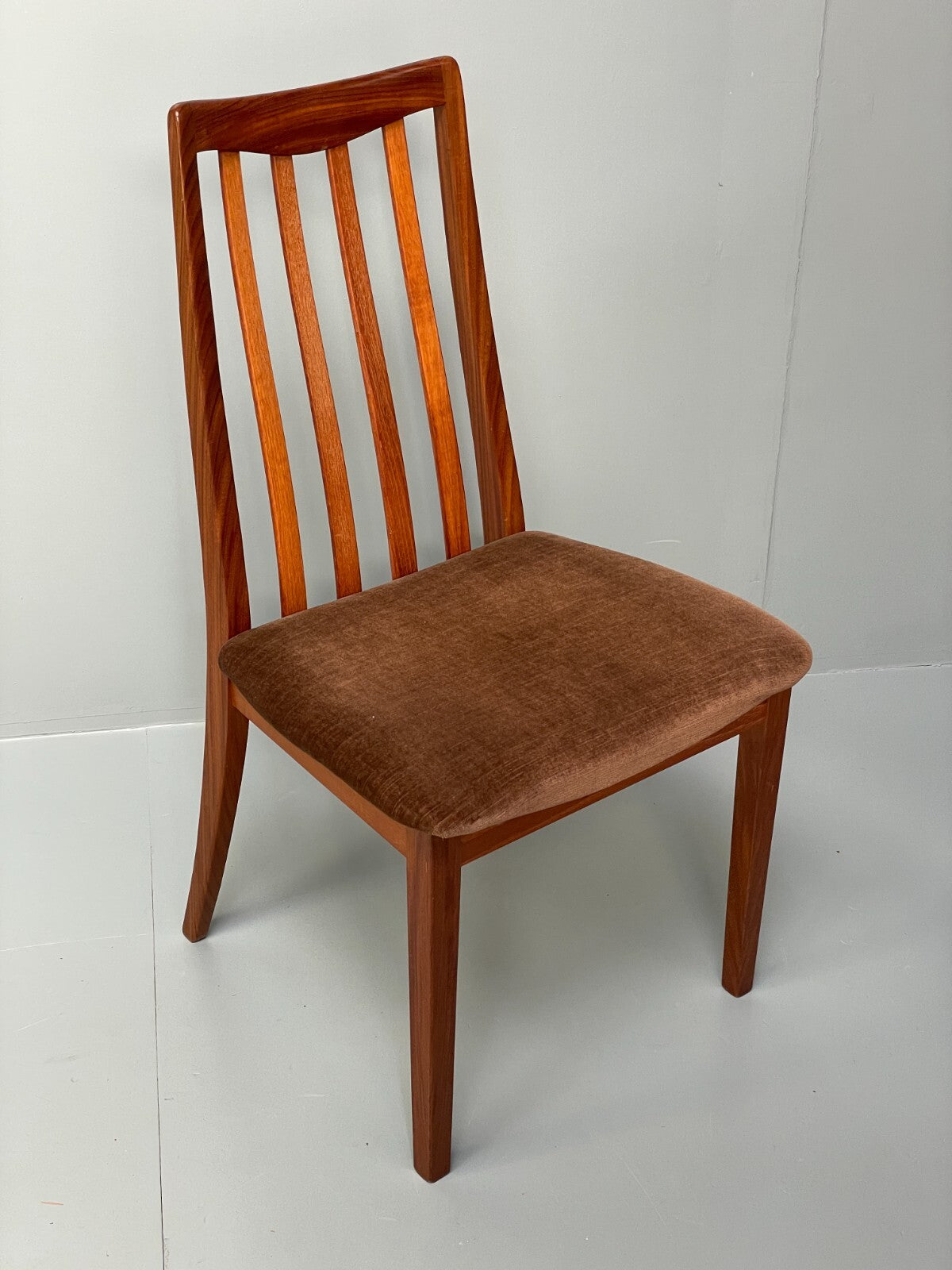 Vintage G Plan Fresco Teak Dining Chairs Six Brown Velour Retro EB9780 MDIN - UKDK FURNITURE