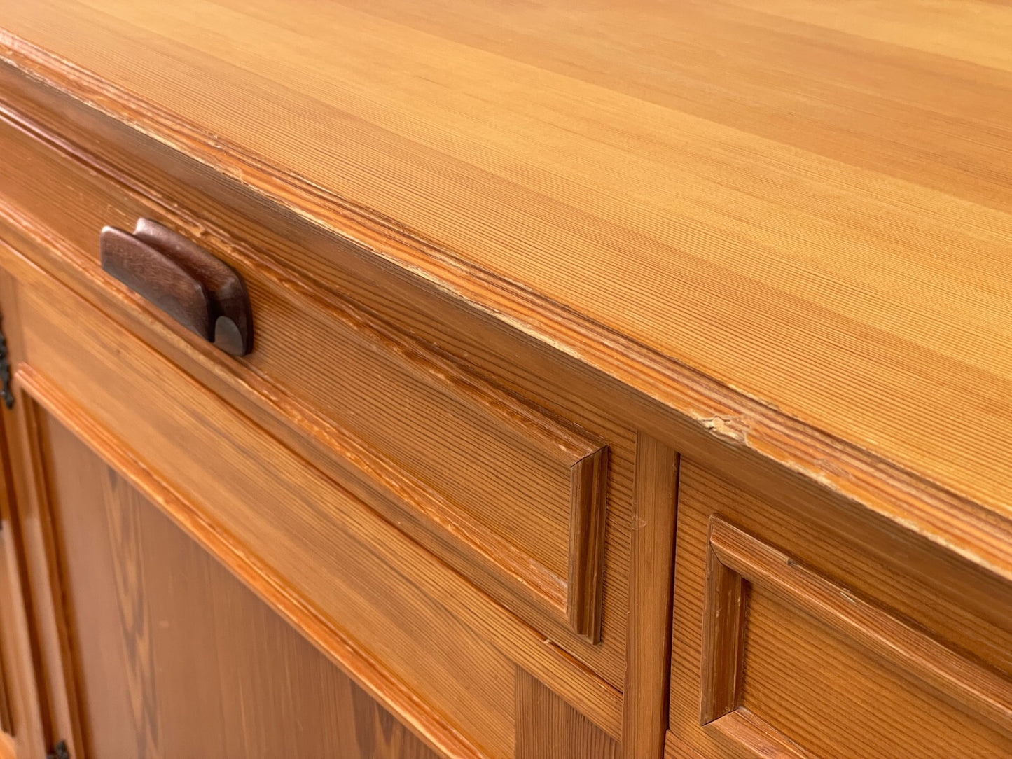 Vintage Pine Sideboard With Teak Handles Retro Unique Design EB9427 MWOO - UKDK FURNITURE