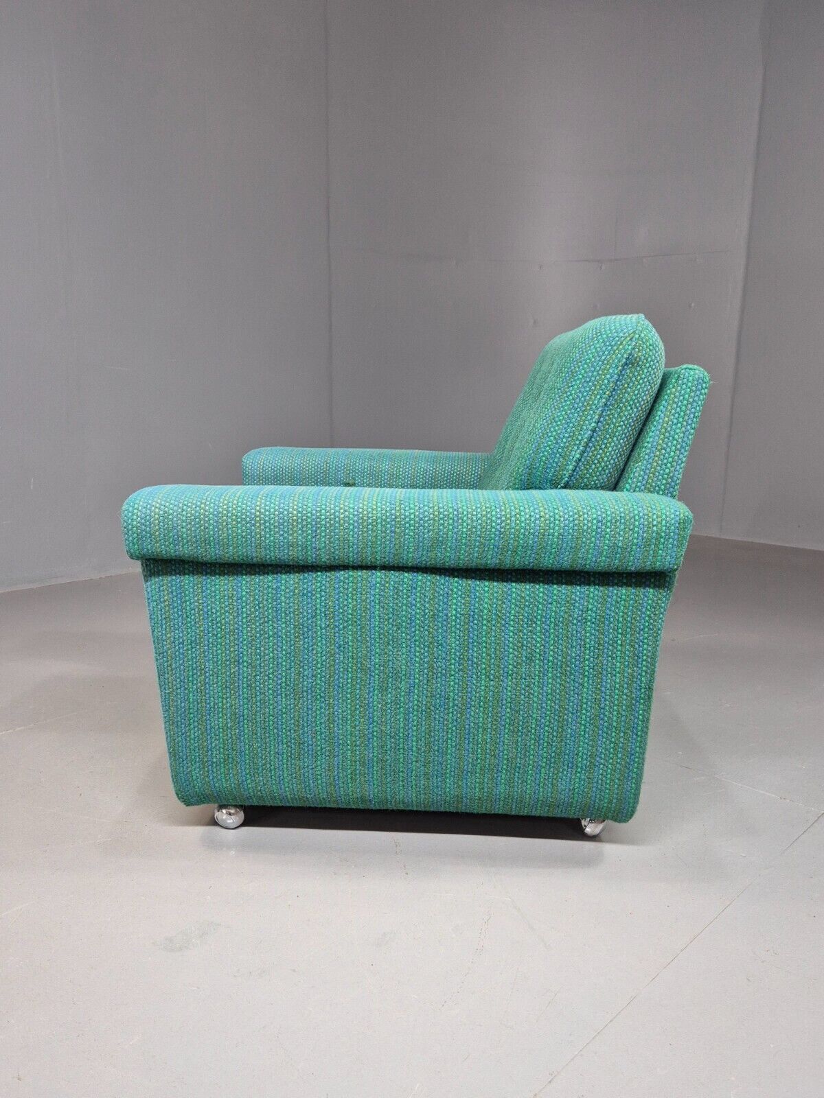 Vintage Danish Lounge Chair Blue Wool Retro MCM 1970s E8292 MNOR - UKDK FURNITURE