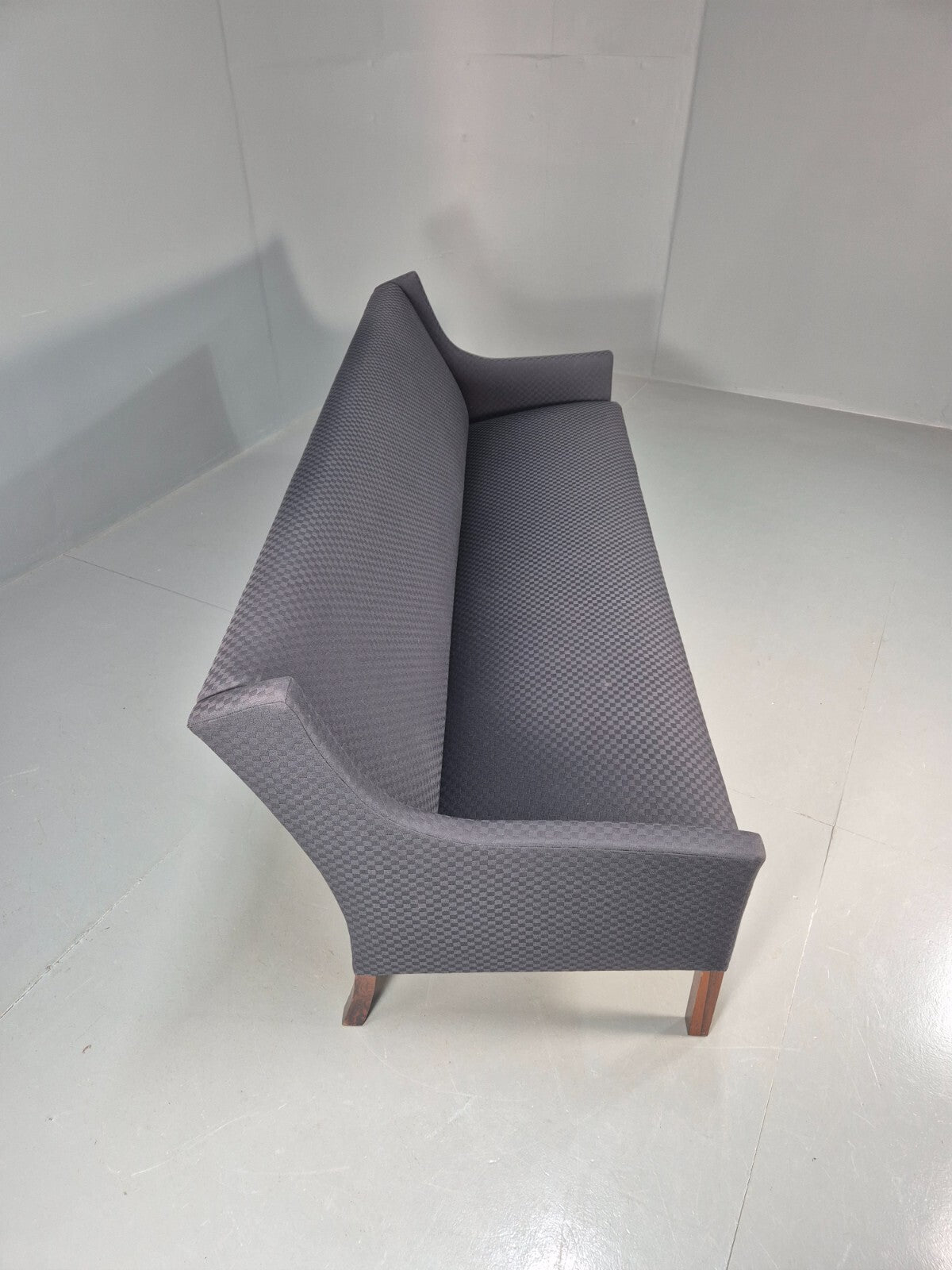 Vintage Danish 3 Seat Sofa Blue Check Cotton Mogensen MCM 1960s EB8589 M3SS - UKDK FURNITURE