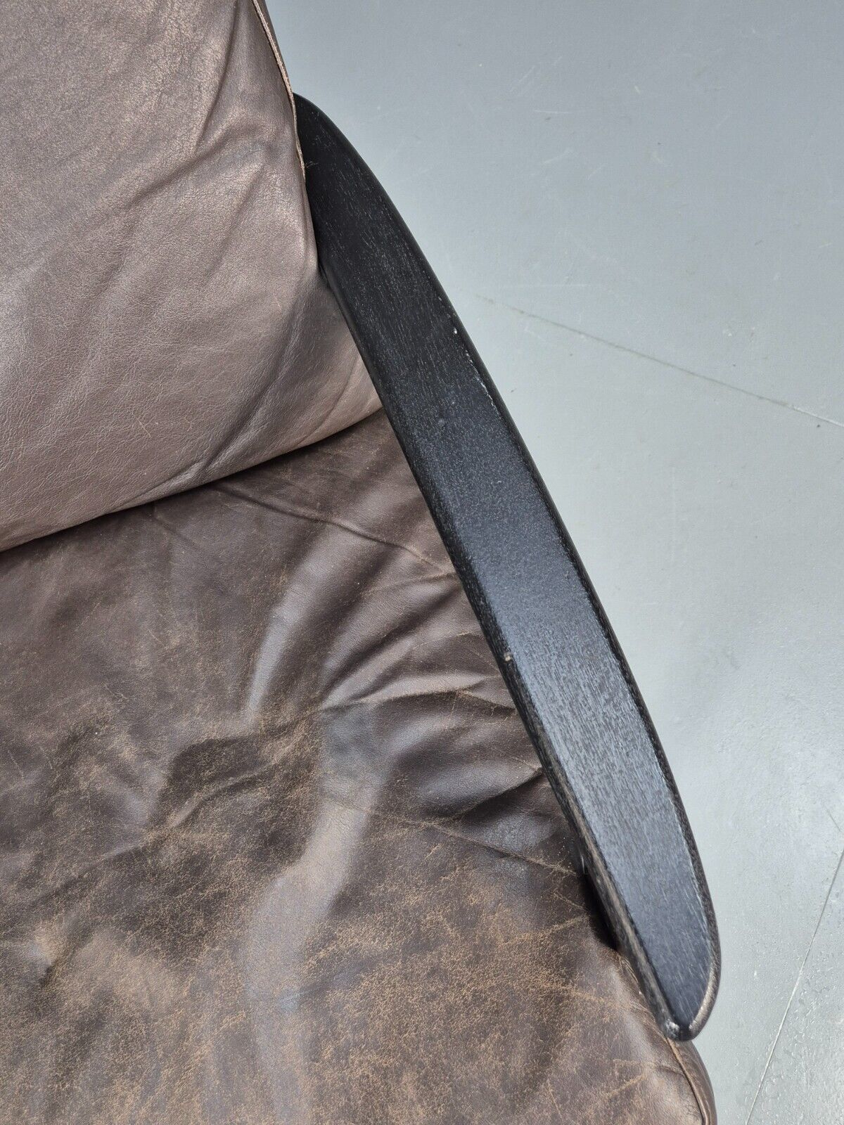 Vintage Danish Lounge Chair Brown Leather Beech Frame 1960s Retro EB8965 MNOR - UKDK FURNITURE