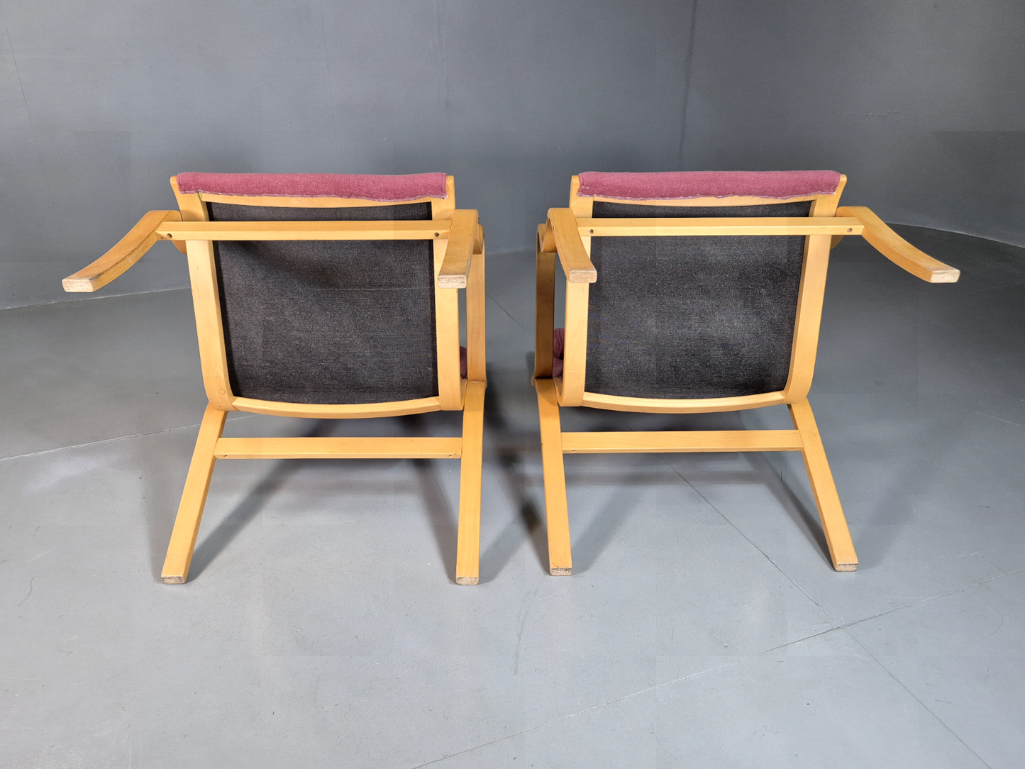 2 Vintage Danish Lounge Chairs Pink Bentwood Ostergaard Retro MCM EB7220 MBEN - UKDK FURNITURE