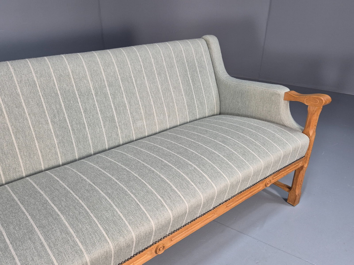Vintage Danish Kjaernulf Style 3 Seat Sofa Oak Frame 1970s Retro EB9643 M3SS - UKDK FURNITURE
