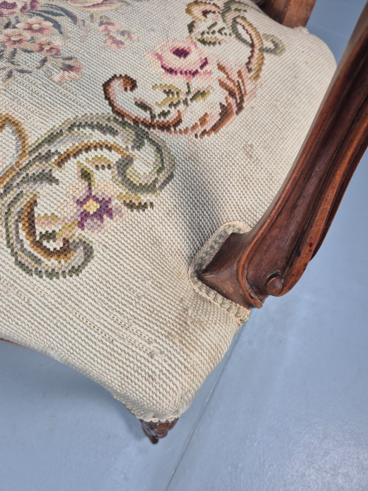 Antique Danish Lounge Chair Embroidered Lovers Tapestry French Style EB9637 VCAR - UKDK FURNITURE