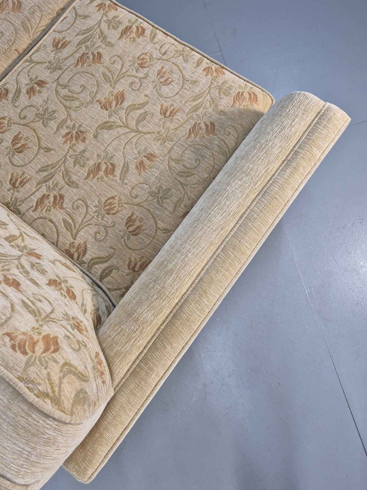 Vintage 1960s Sofa Cream Floral Upholstery 3 Seat Quality Retro EB9680 M3SS - UKDK FURNITURE