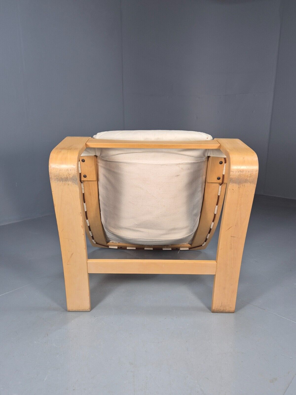 Vintage Swedish Lounge Chair Cream Leather Bentwood Krokken 1970 MCM EB8510 MBEN - UKDK FURNITURE