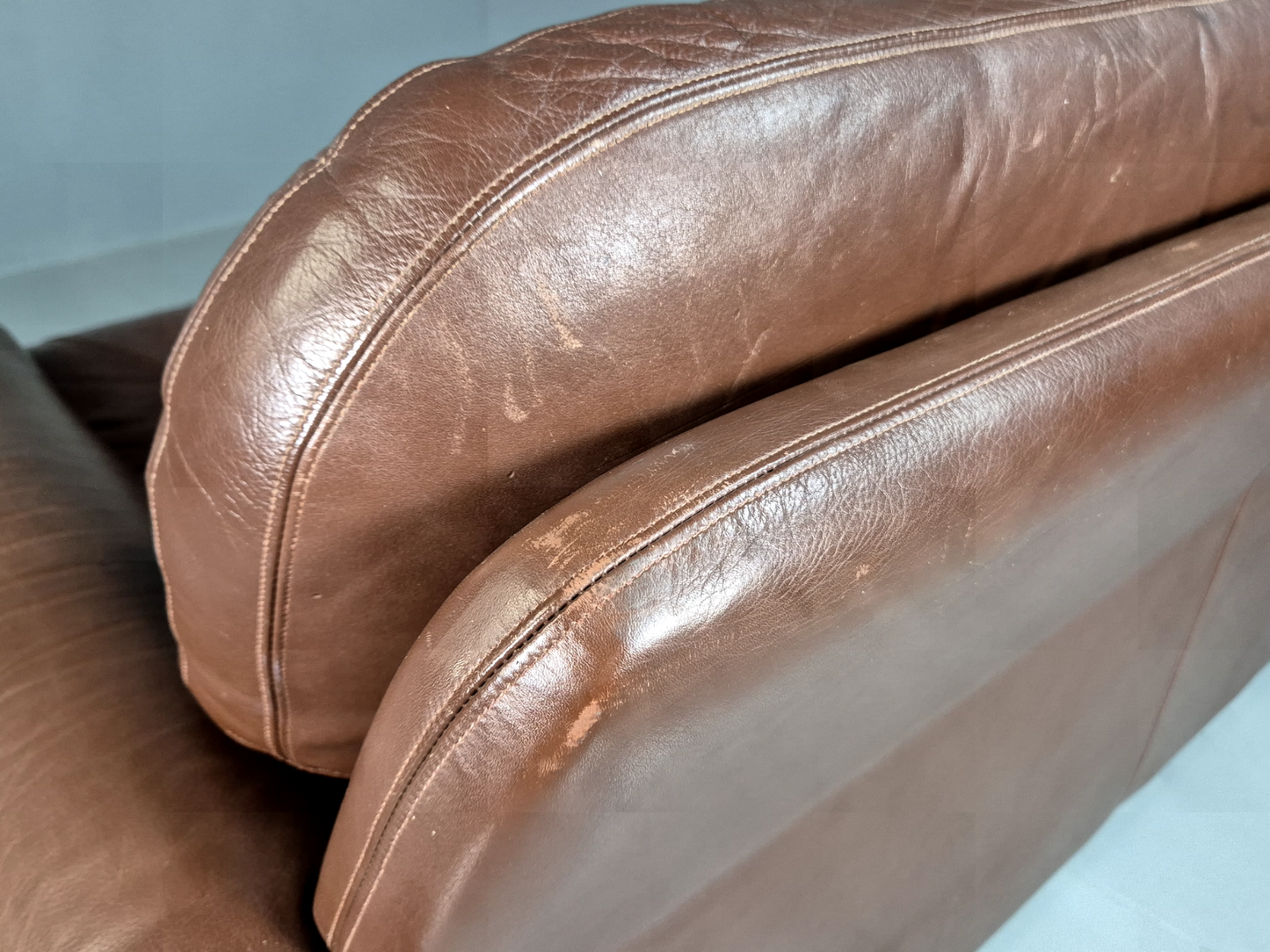 2 Seat Sofa Vintage Danish Brown Leather Thams Retro 1970s MCM EB7289 M2SS17