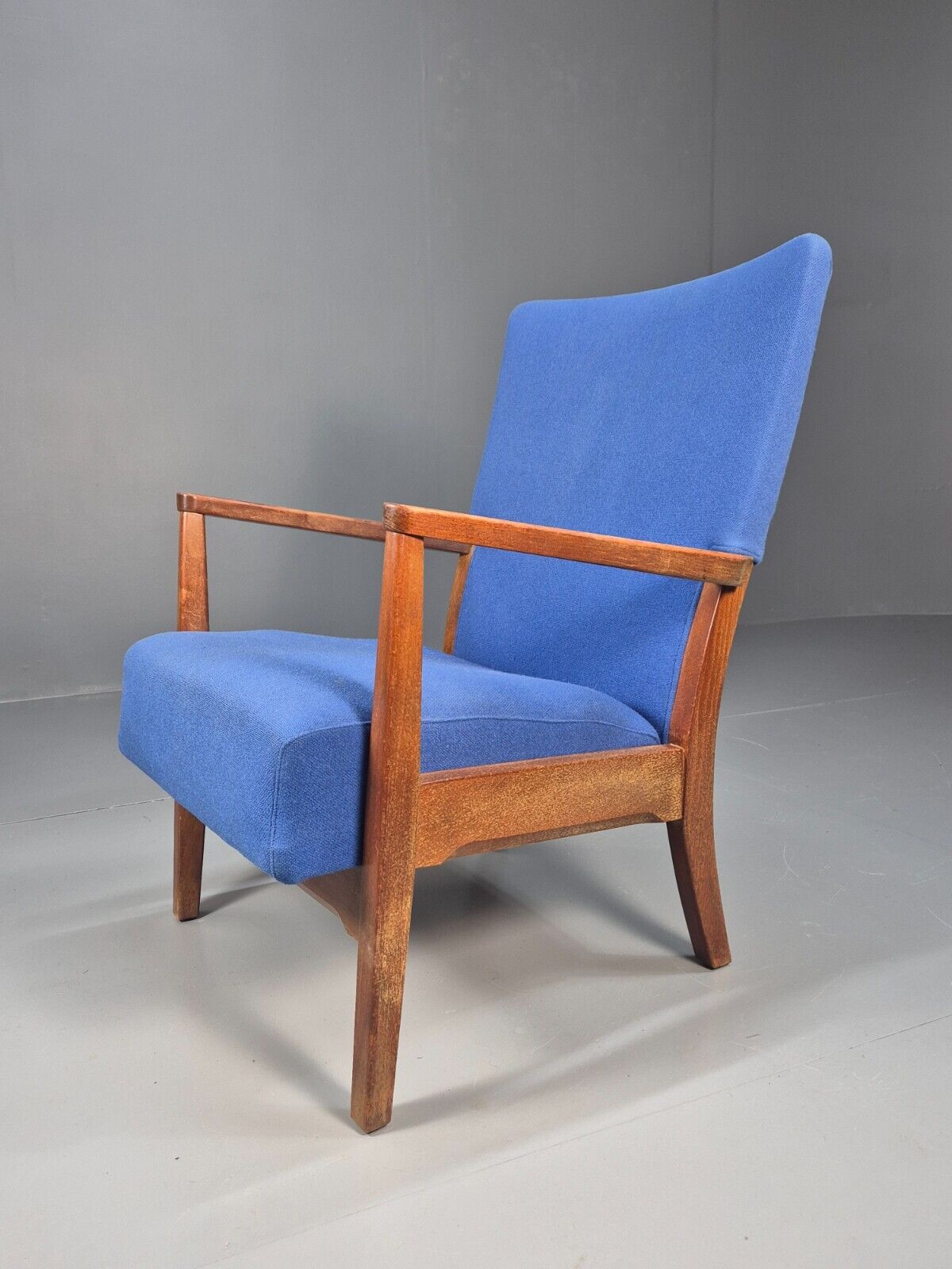 Vintage Danish Lounge Chair Blue Beech Frame Vamo 1950s Retro MCM EB8771 MNOR - UKDK FURNITURE