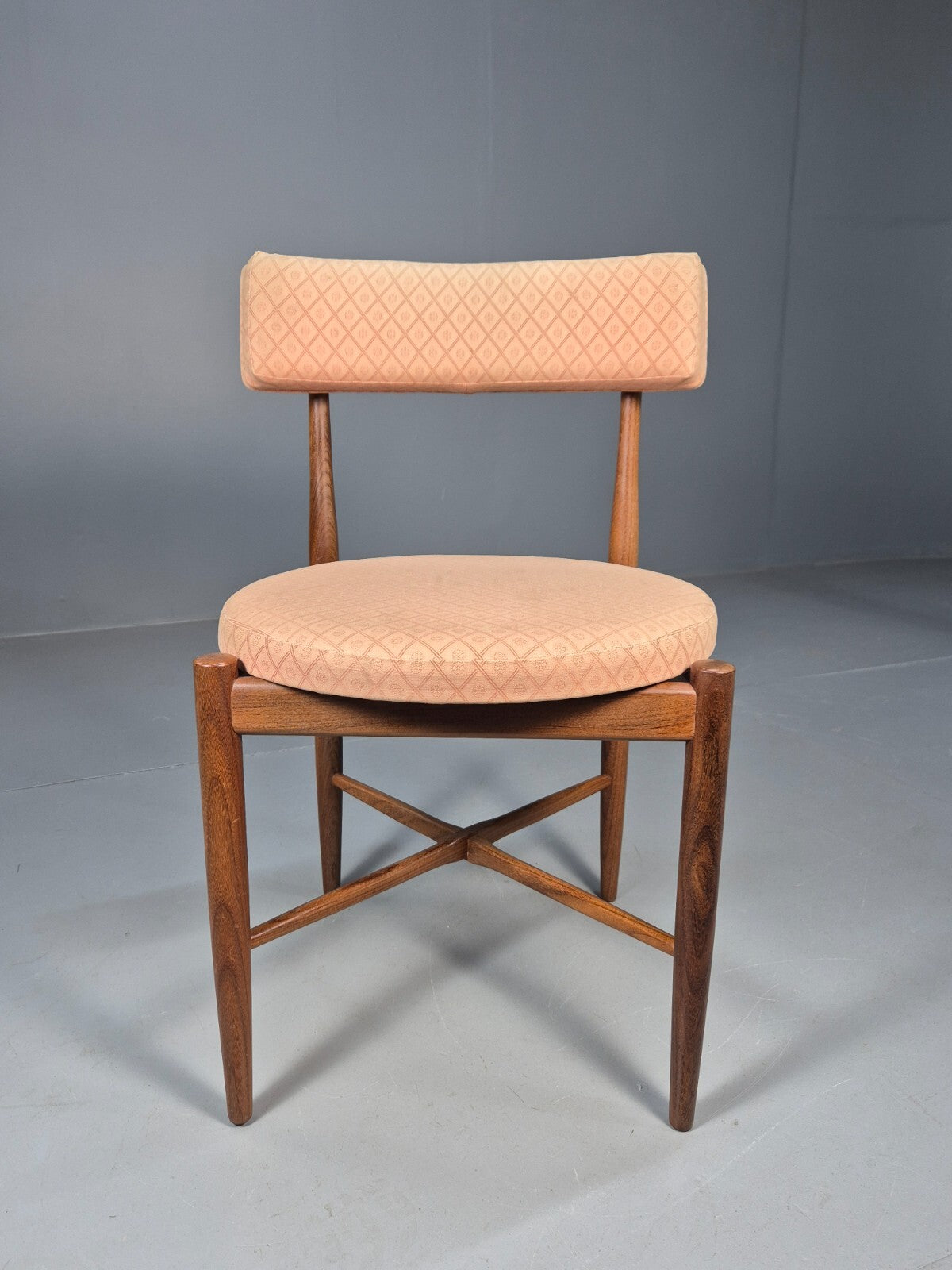 6 G Plan Round Seat Dining Chairs Pink Cotton Upholstery 1970s Retro EB9494 MDIN - UKDK FURNITURE