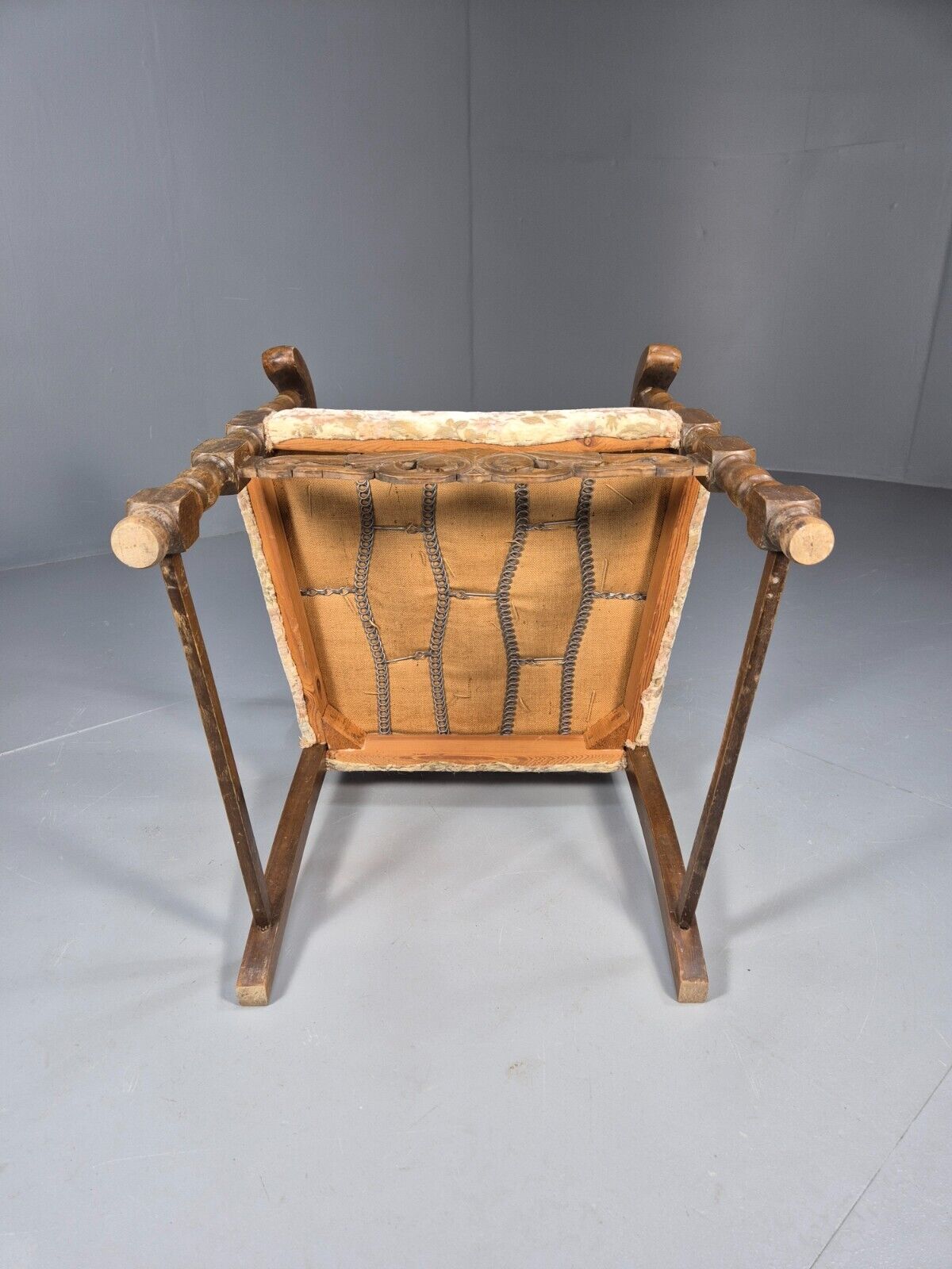 Vintage Danish Armchair Floral Cotton Oak Frame 17th Century Style EB8914 VCAR - UKDK FURNITURE