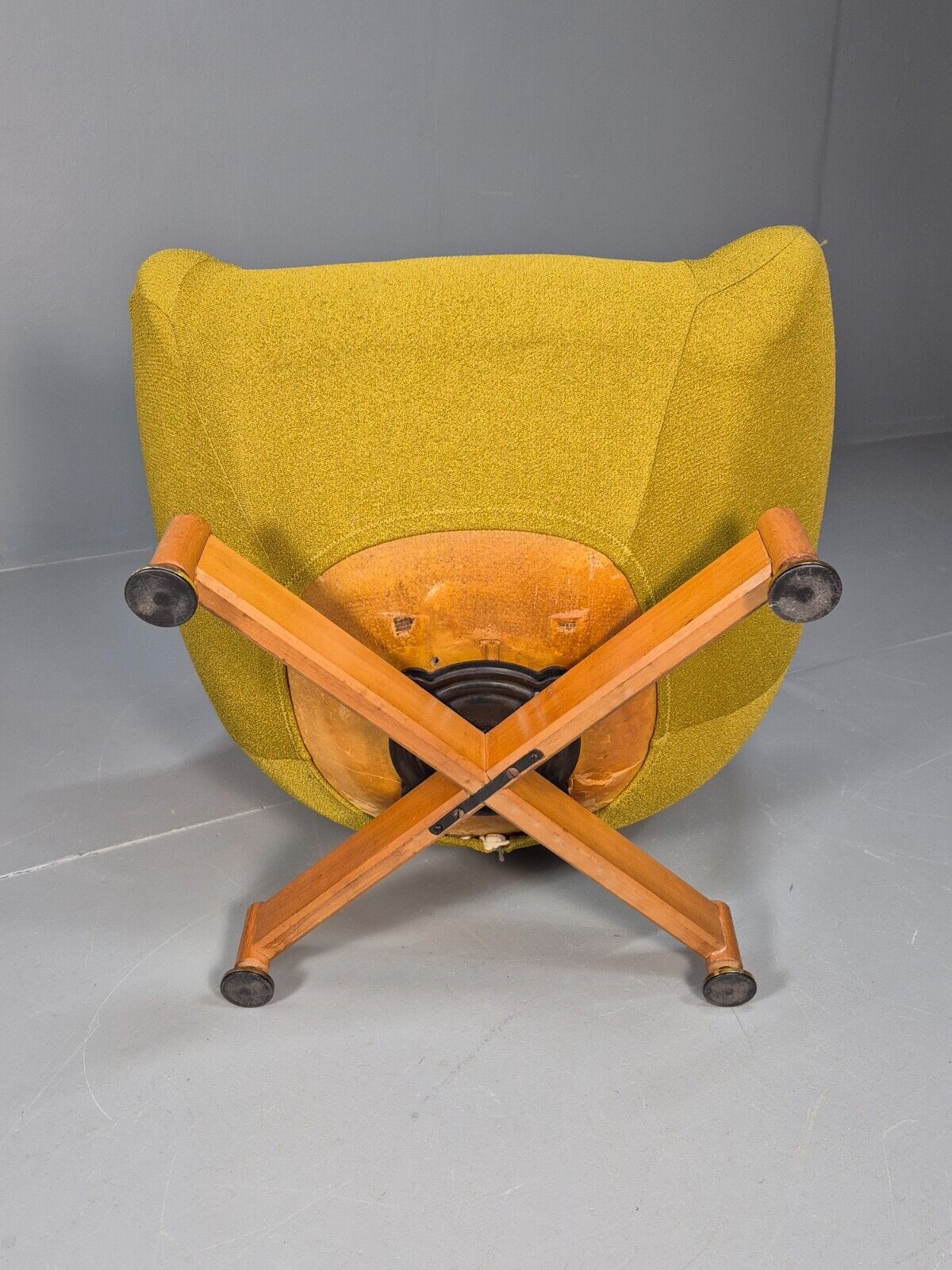Vintage Greaves Thomas Teardrop Swivel Chair, Yellow Stretch Cover EB9222 MSWI - UKDK FURNITURE