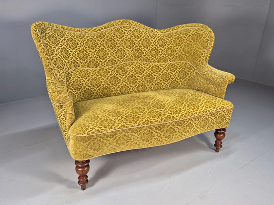 Antique 2 Seater Sofa Camel Back Gold Embossed Velour Danish Design EB9580 V2SS - UKDK FURNITURE