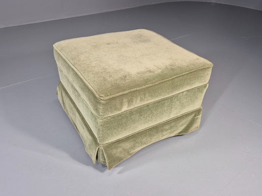 Vintage 1970s Footstool Pouffe Green Velour Retro EB11483 MFOO1