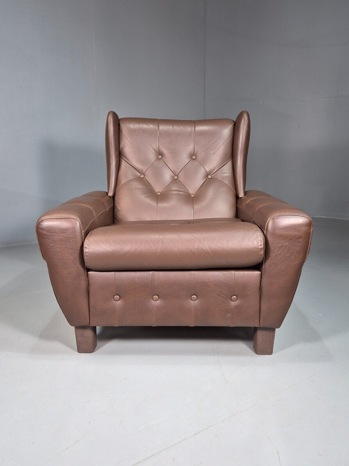 Vintage Danish Lounge Chair Brown LeatherWingback 1970s Retro MCM EB7815 MNOR - UKDK FURNITURE