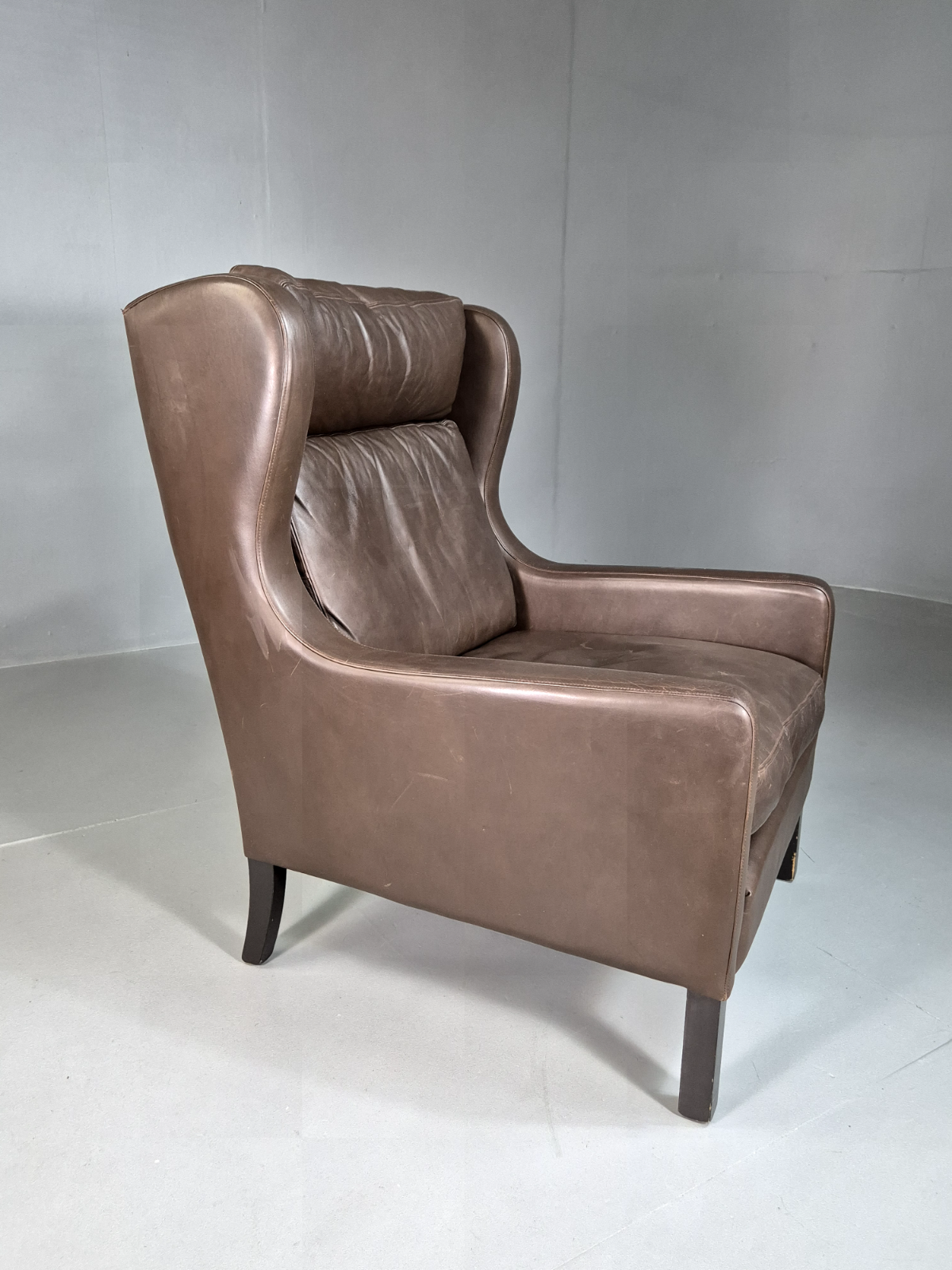 Vintage Danish Wingback Lounge Chair Brown Leather Mogensen Retro EB7211 MNOR - UKDK FURNITURE