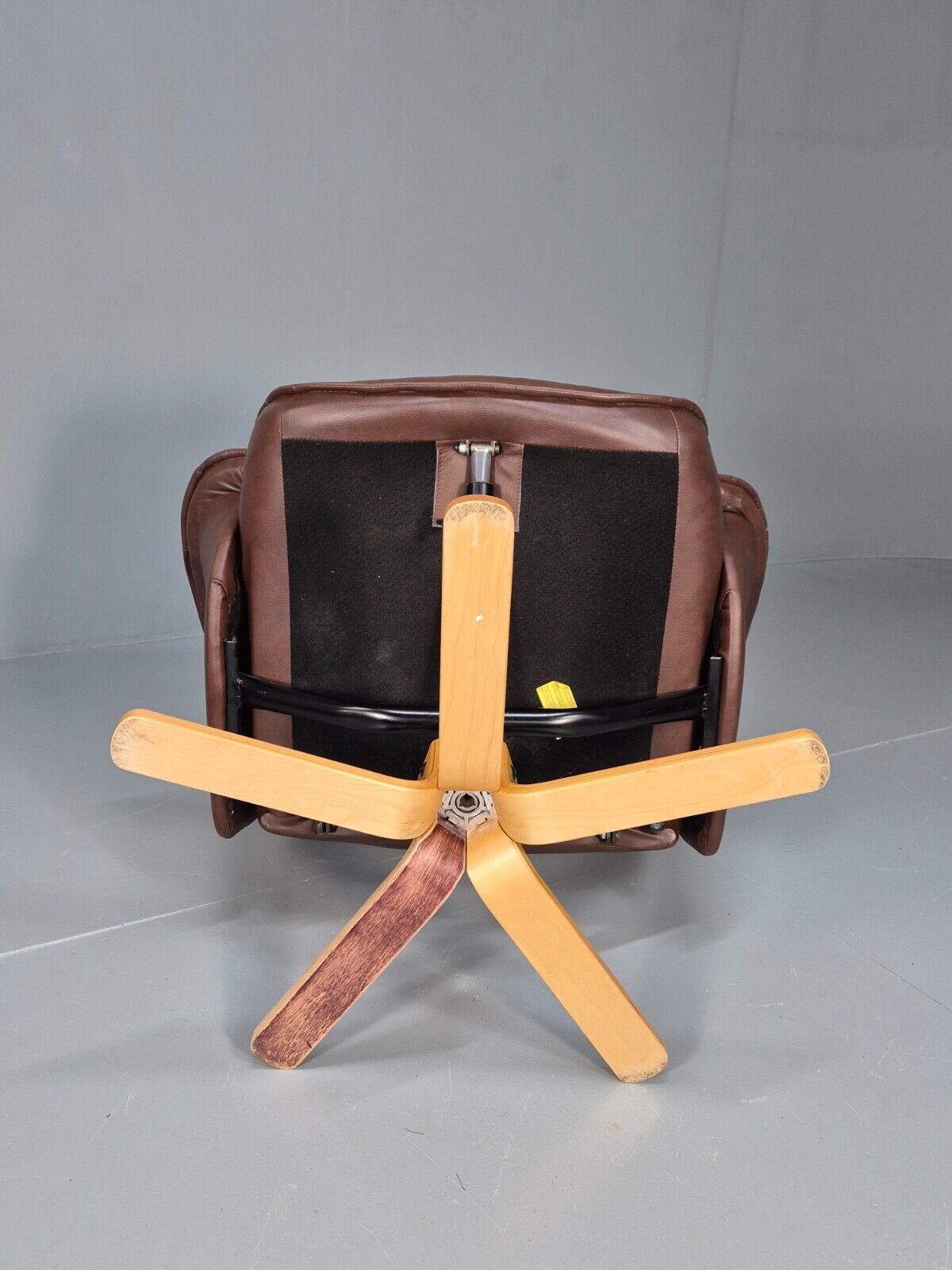 Vintage Danish Swivel Chair Recliner Knudsen Style Brown Leather EB8787 MSWI - UKDK FURNITURE