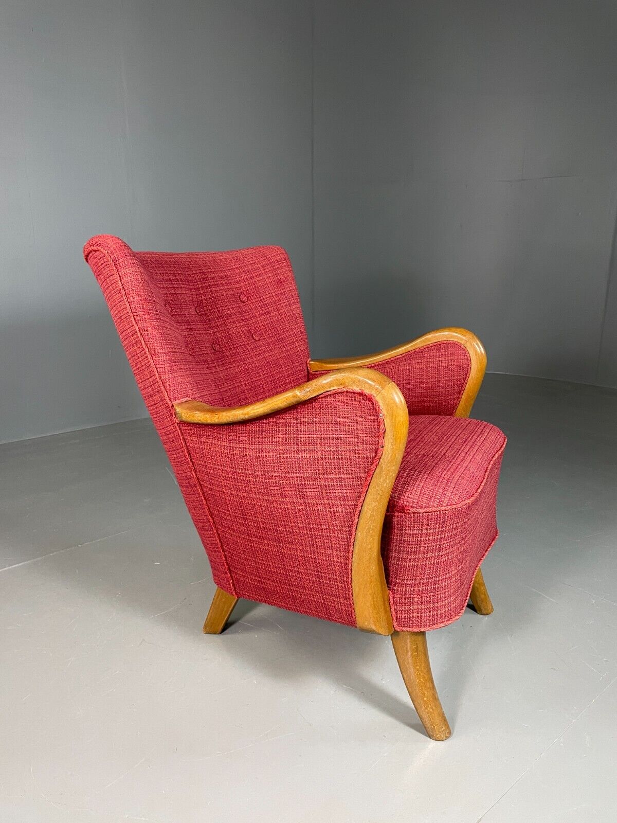 Vintage Danish Lounge Chair Red Slagelese Mobler Retro MCM EB6777 MNOR - UKDK FURNITURE