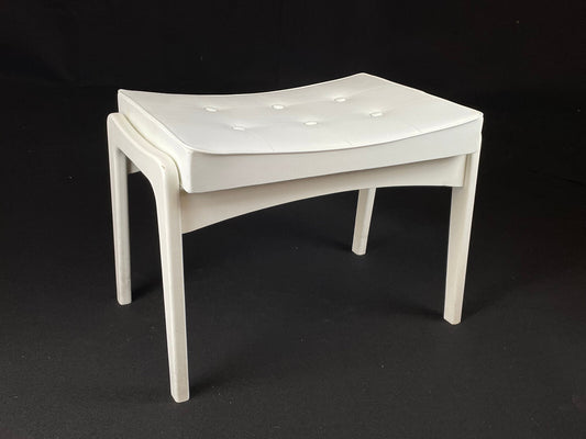 British White Vinyl Footstool with White Frame Mid-Century Modern EB4111 MFOO1