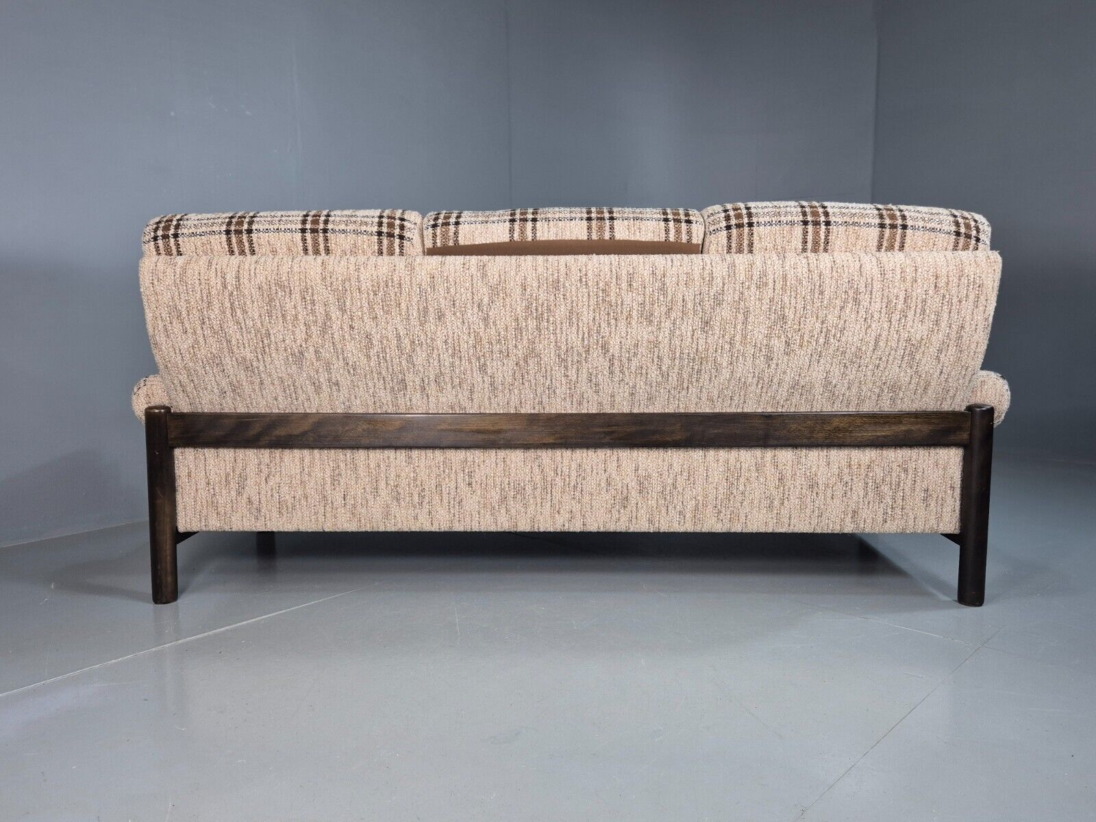 Vintage Danish 3 Seat Sofa Cream and Brown 1970s Retro MCM EB8320 M3SS - UKDK FURNITURE
