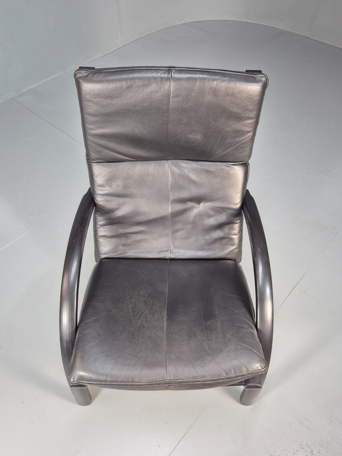 Vintage Danish Bentwood Armchair Black Leather Black Frame Reclining EB8770 MBEN - UKDK FURNITURE