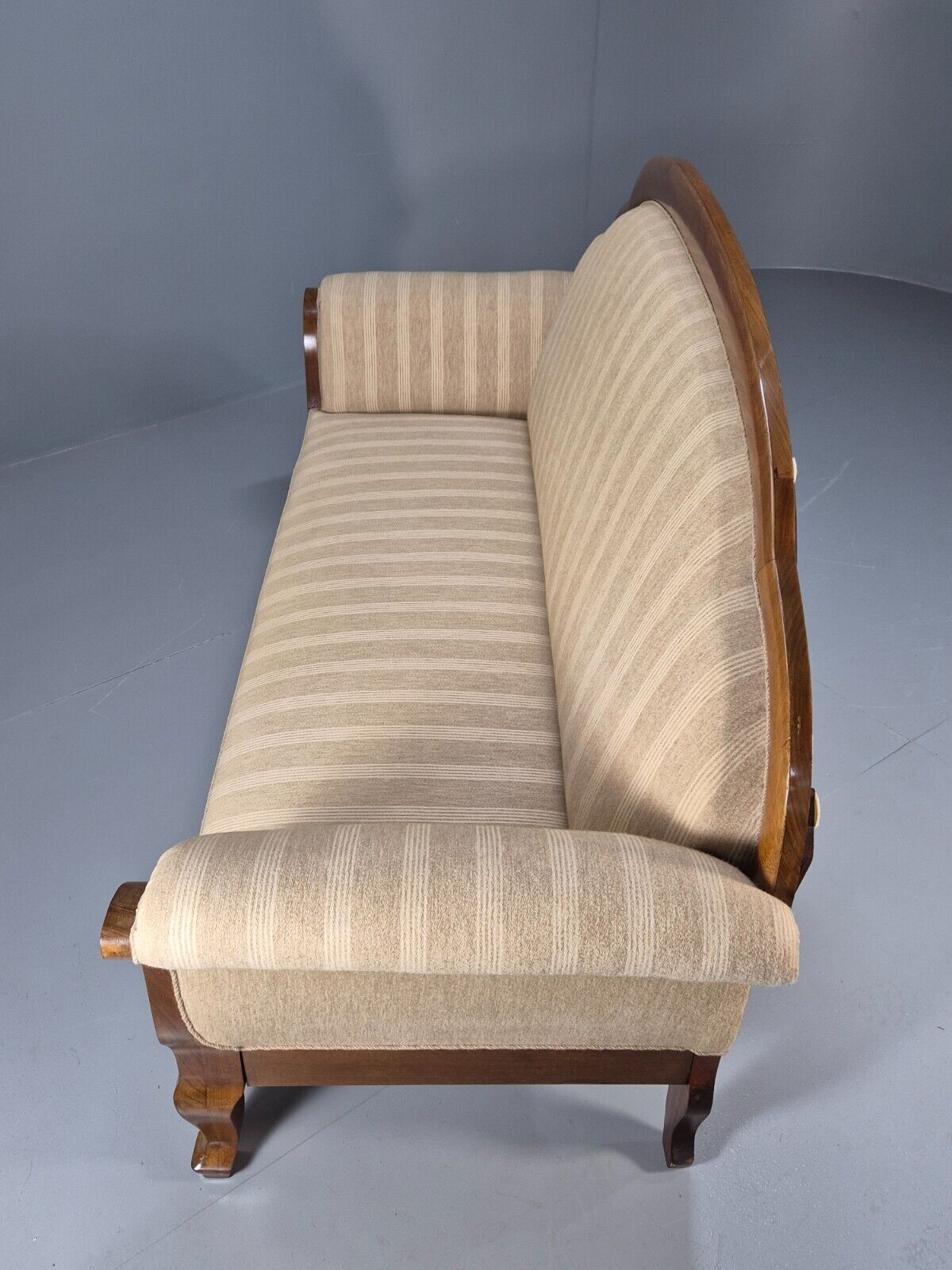 Vintage Antique Danish Art Deco Era Sofa Beechwood Grey Cream Stripe EB8941 V3SS - UKDK FURNITURE