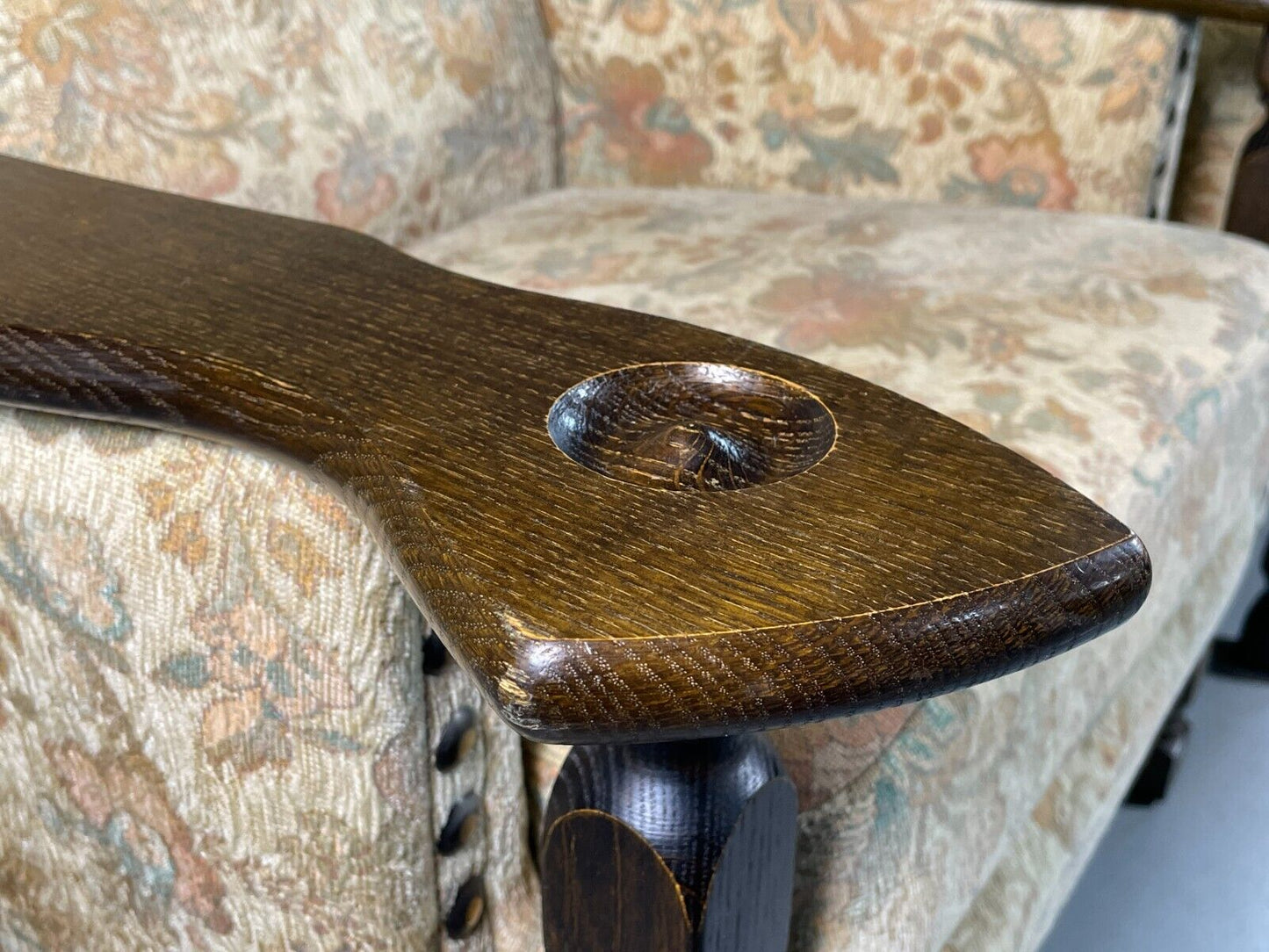 2 Vintage Danish Lounge Chairs Floral Cotton Oak Frame Retro EB6690 MNOR - UKDK FURNITURE