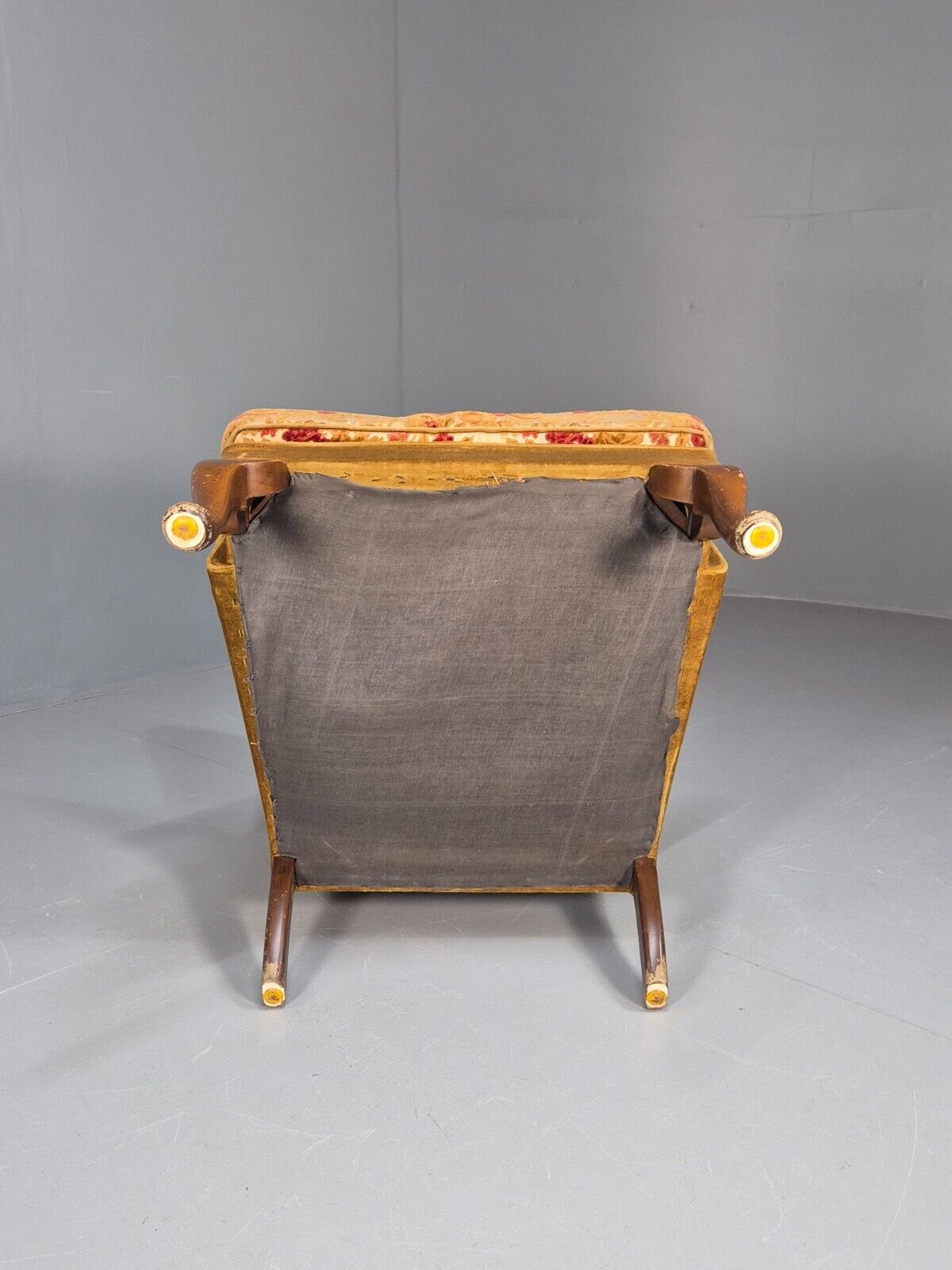 Vintage Wingback Lounge Chair Gold floral Velour Parker Knoll 1960s EB8918 VCLO - UKDK FURNITURE