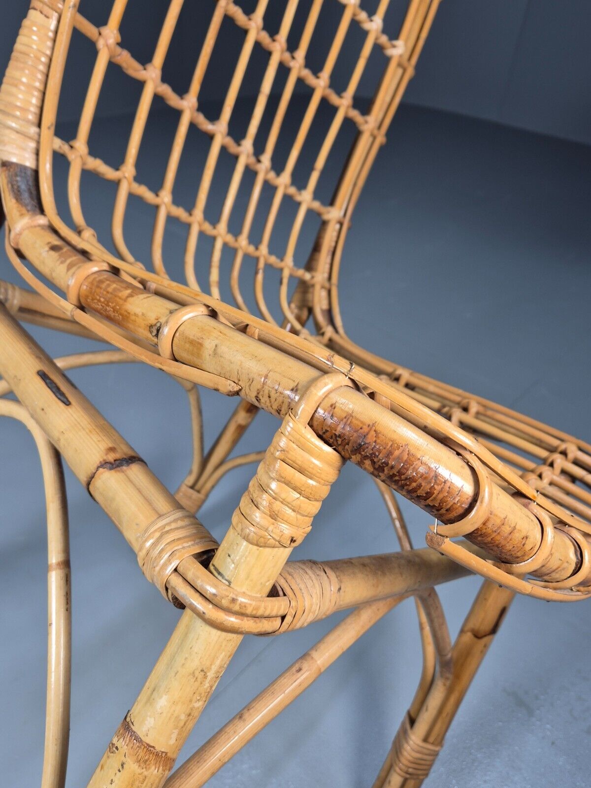 Vintage Cane Occasional Chair Retro Seating Dining Chair EB8871 VDIN - UKDK FURNITURE