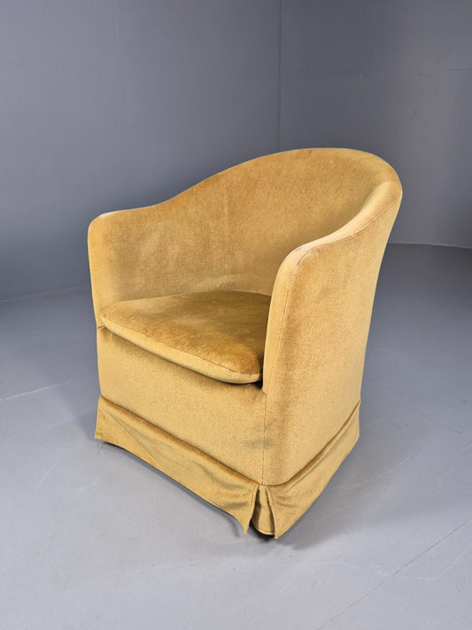 Vintage Danish Gold Velour Tub Chair Deco Stylings Skirted 1980s EB9007 VCLO - UKDK FURNITURE